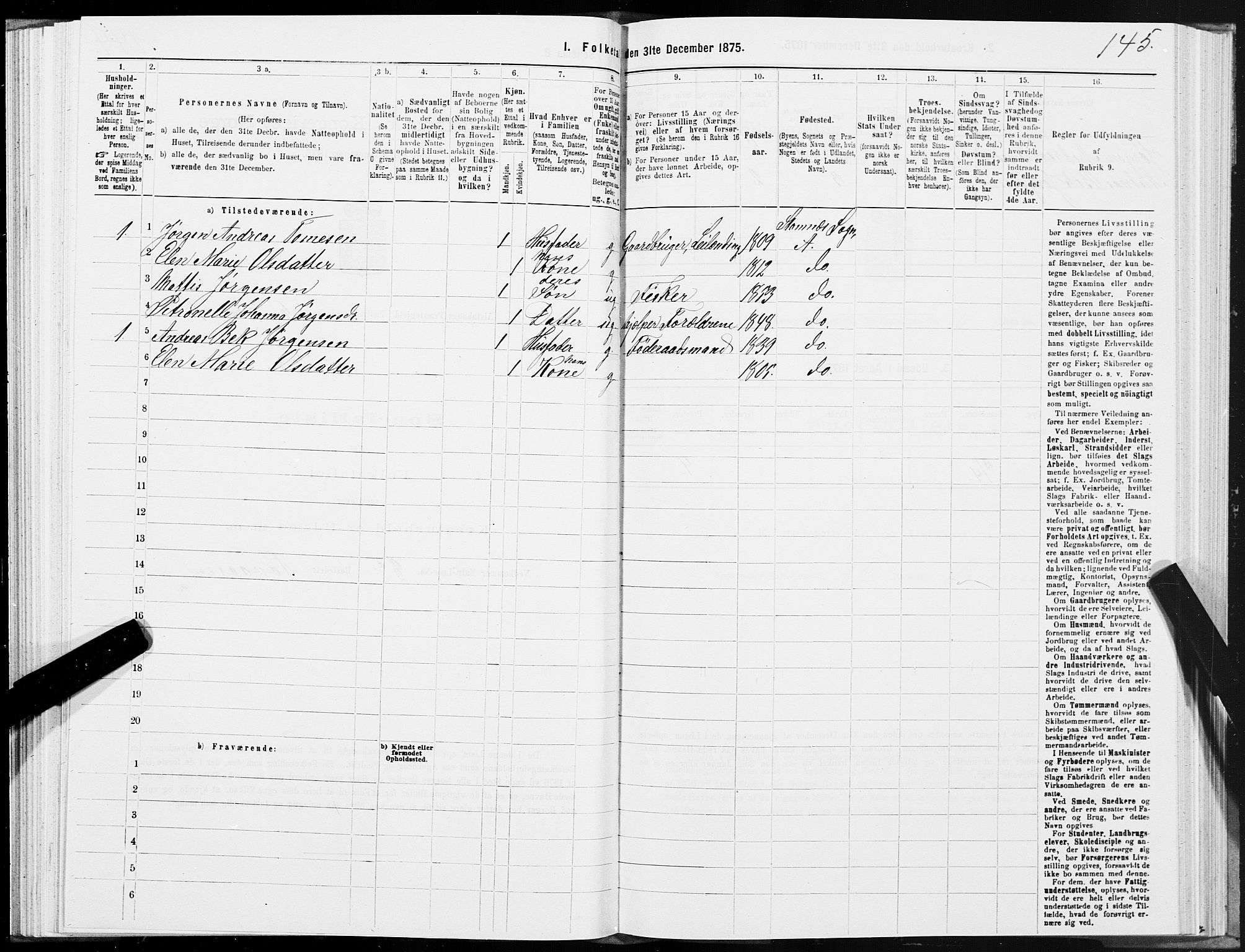 SAT, 1875 census for 1820P Alstahaug, 1875, p. 4145