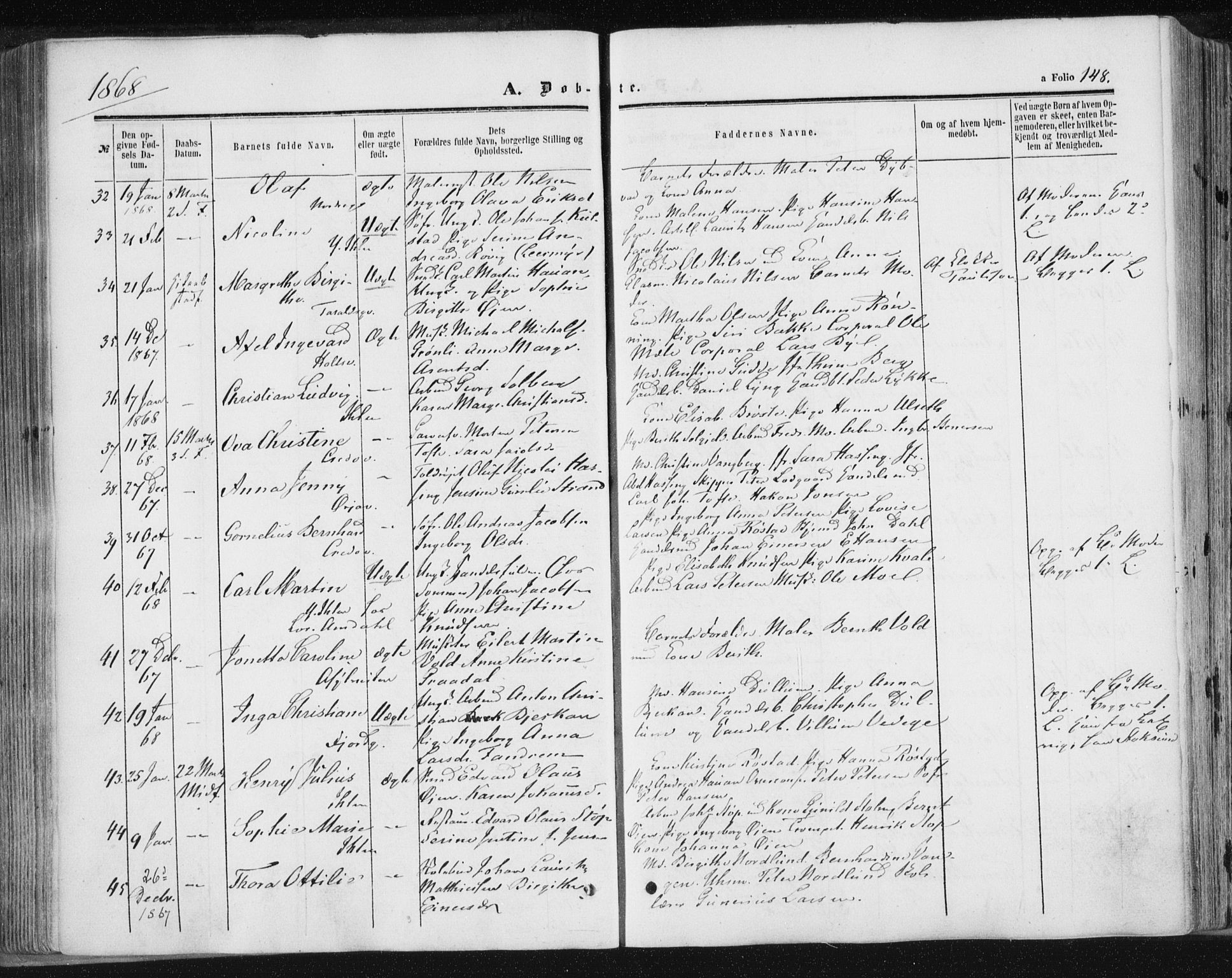 Ministerialprotokoller, klokkerbøker og fødselsregistre - Sør-Trøndelag, AV/SAT-A-1456/602/L0115: Parish register (official) no. 602A13, 1860-1872, p. 148