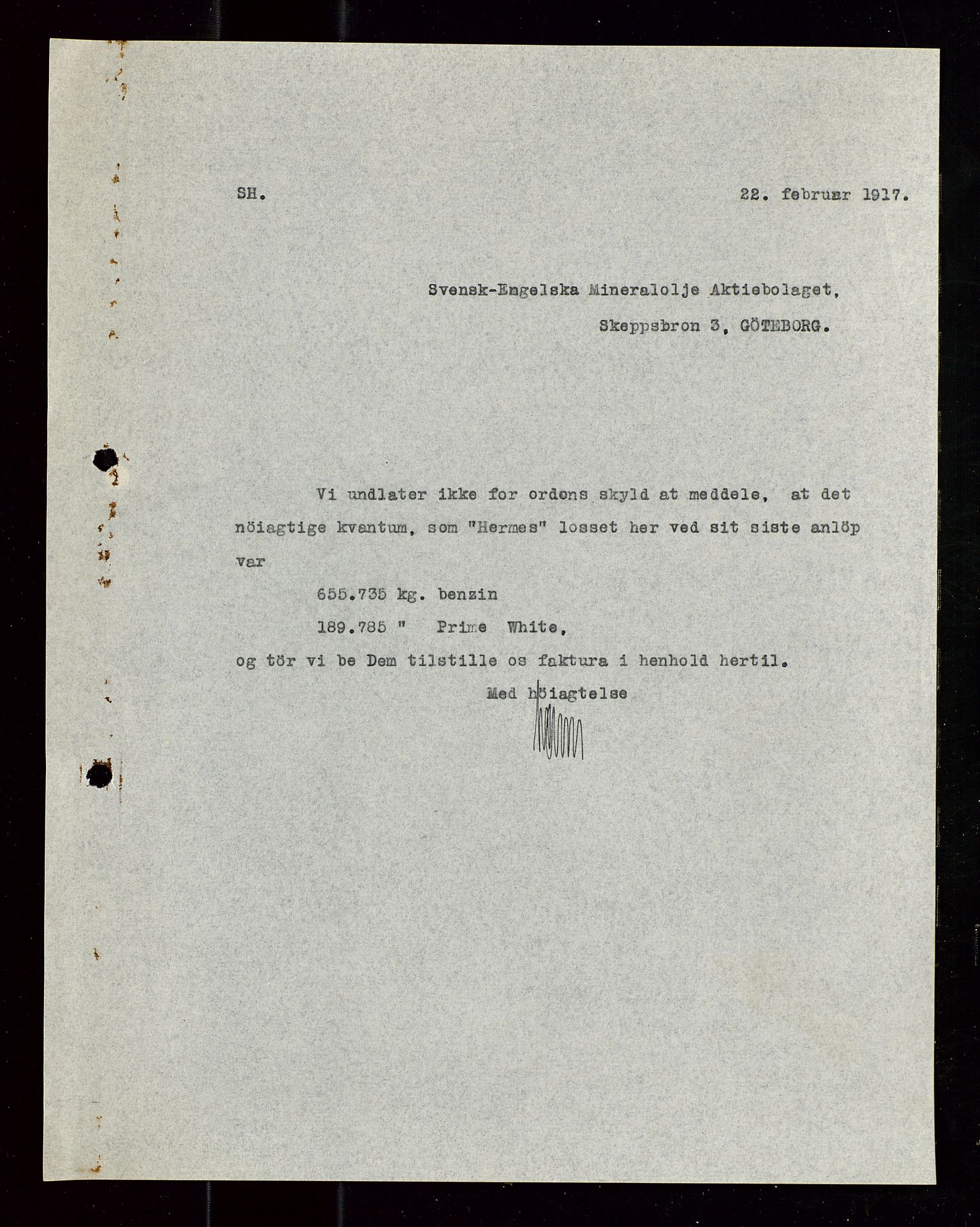 Pa 1521 - A/S Norske Shell, SAST/A-101915/E/Ea/Eaa/L0020: Sjefskorrespondanse, 1917, p. 450