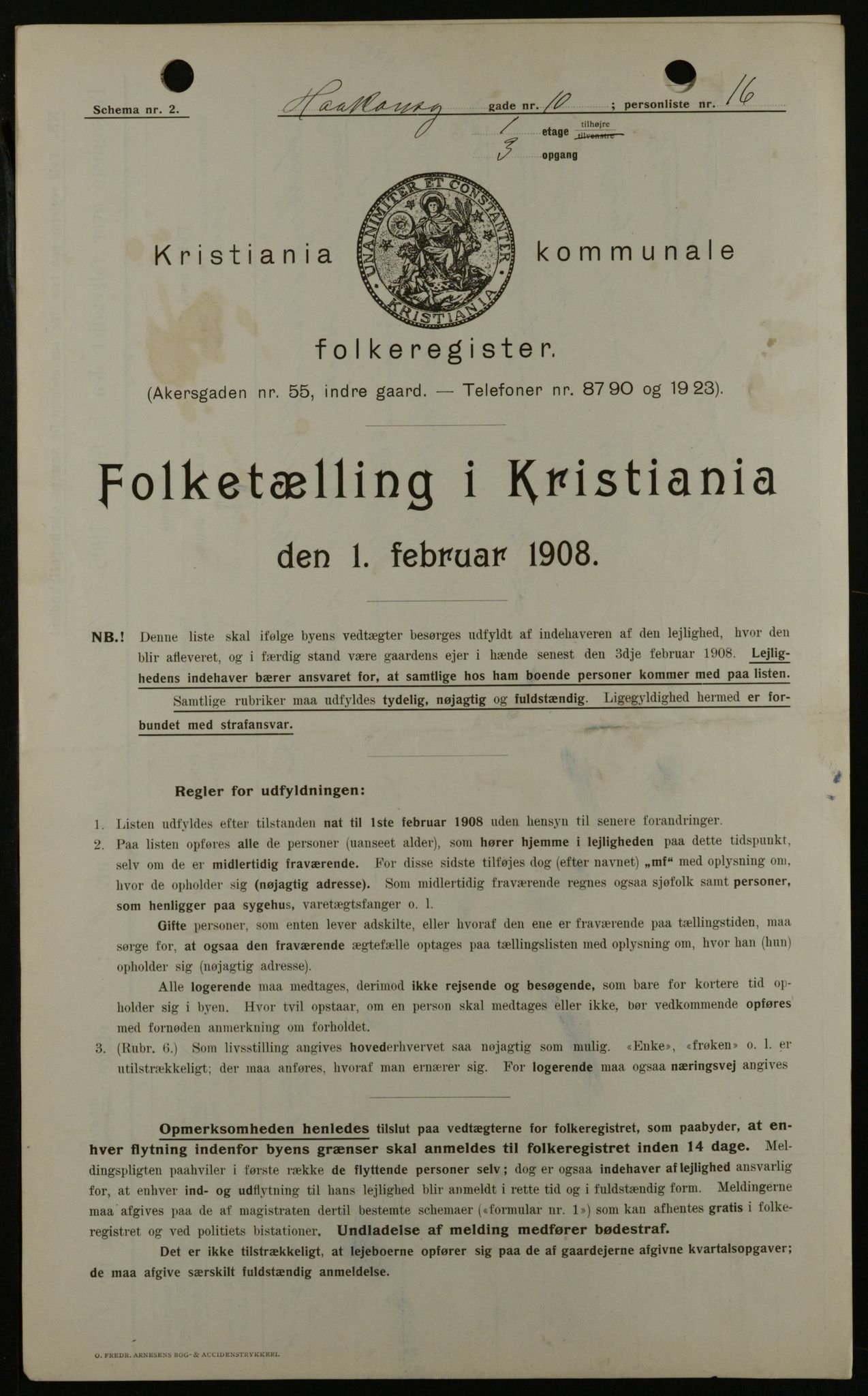 OBA, Municipal Census 1908 for Kristiania, 1908, p. 38439