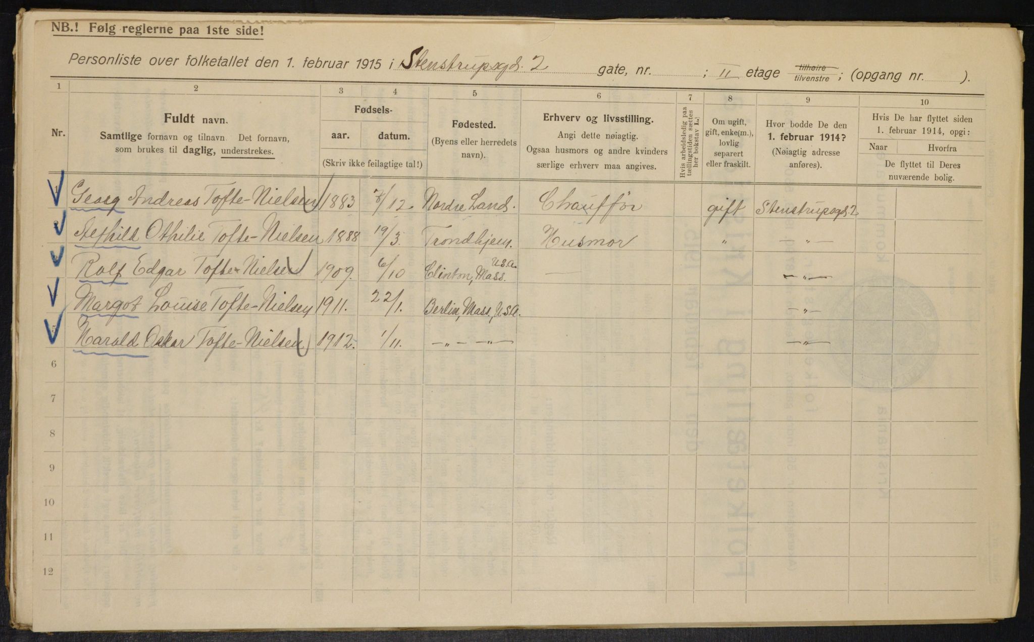 OBA, Municipal Census 1915 for Kristiania, 1915, p. 100817