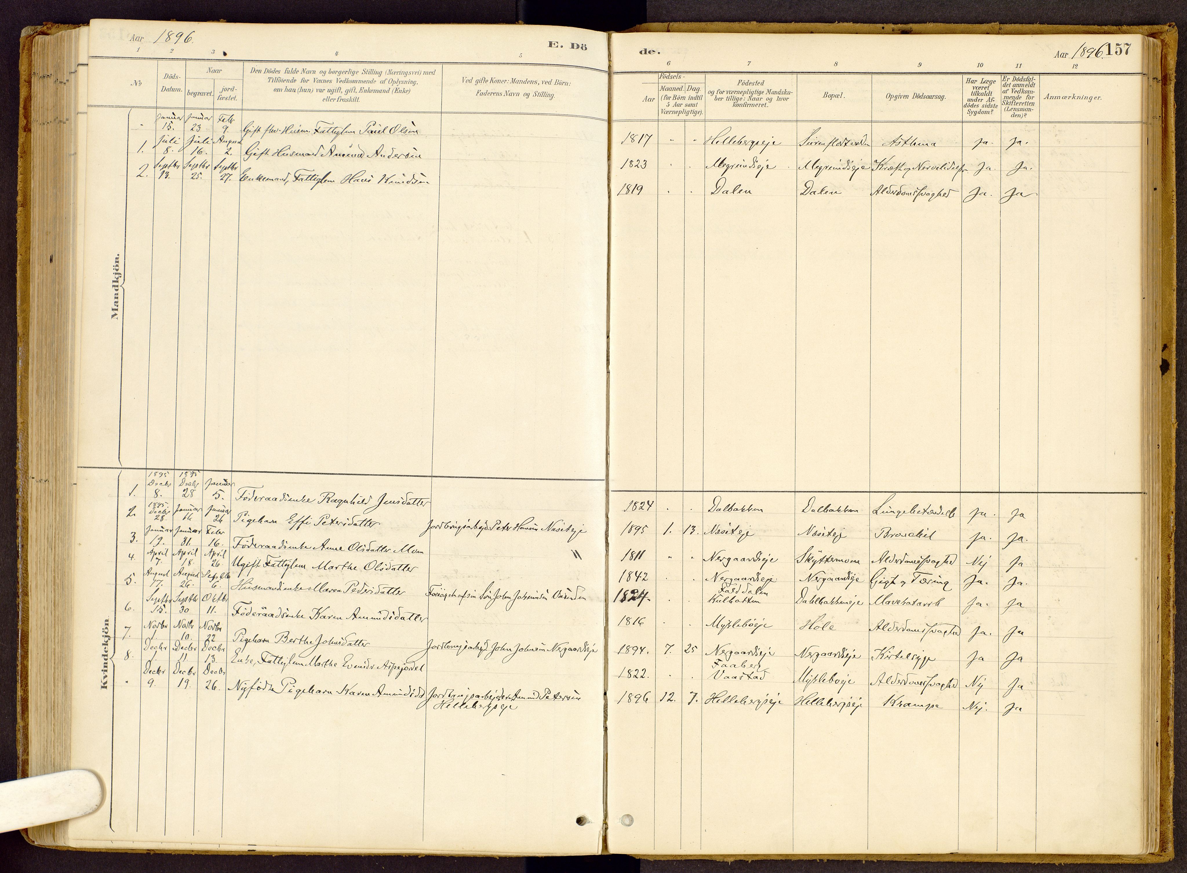 Vestre Gausdal prestekontor, SAH/PREST-094/H/Ha/Haa/L0002: Parish register (official) no. 2, 1887-1918, p. 157