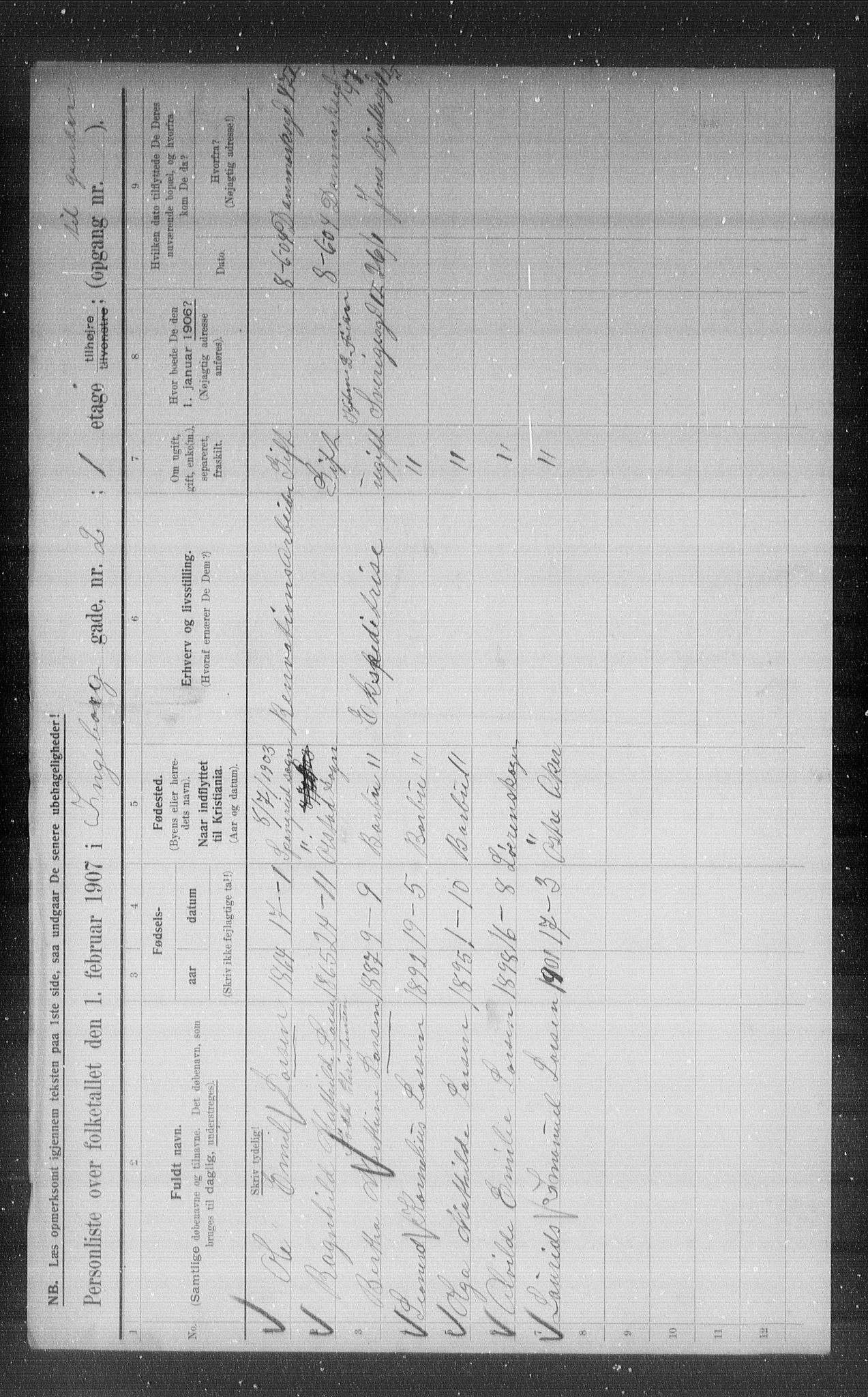 OBA, Municipal Census 1907 for Kristiania, 1907, p. 22446