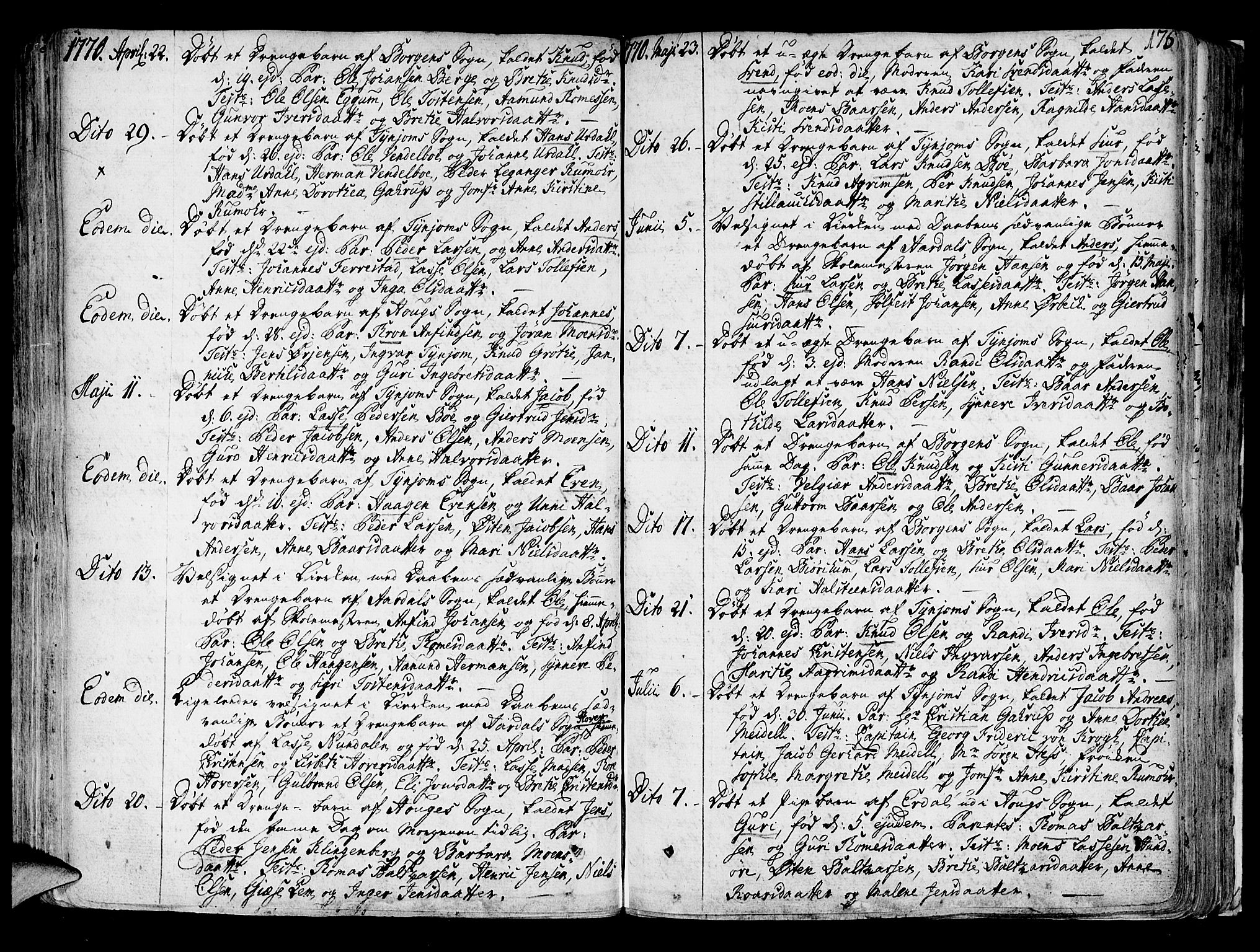 Lærdal sokneprestembete, SAB/A-81201: Parish register (official) no. A 2, 1752-1782, p. 175