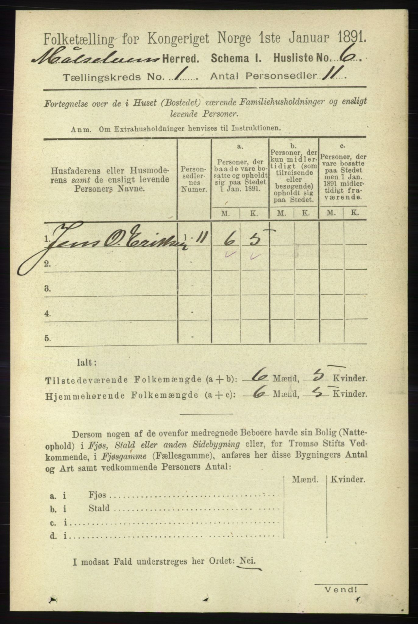 RA, 1891 census for 1924 Målselv, 1891, p. 36