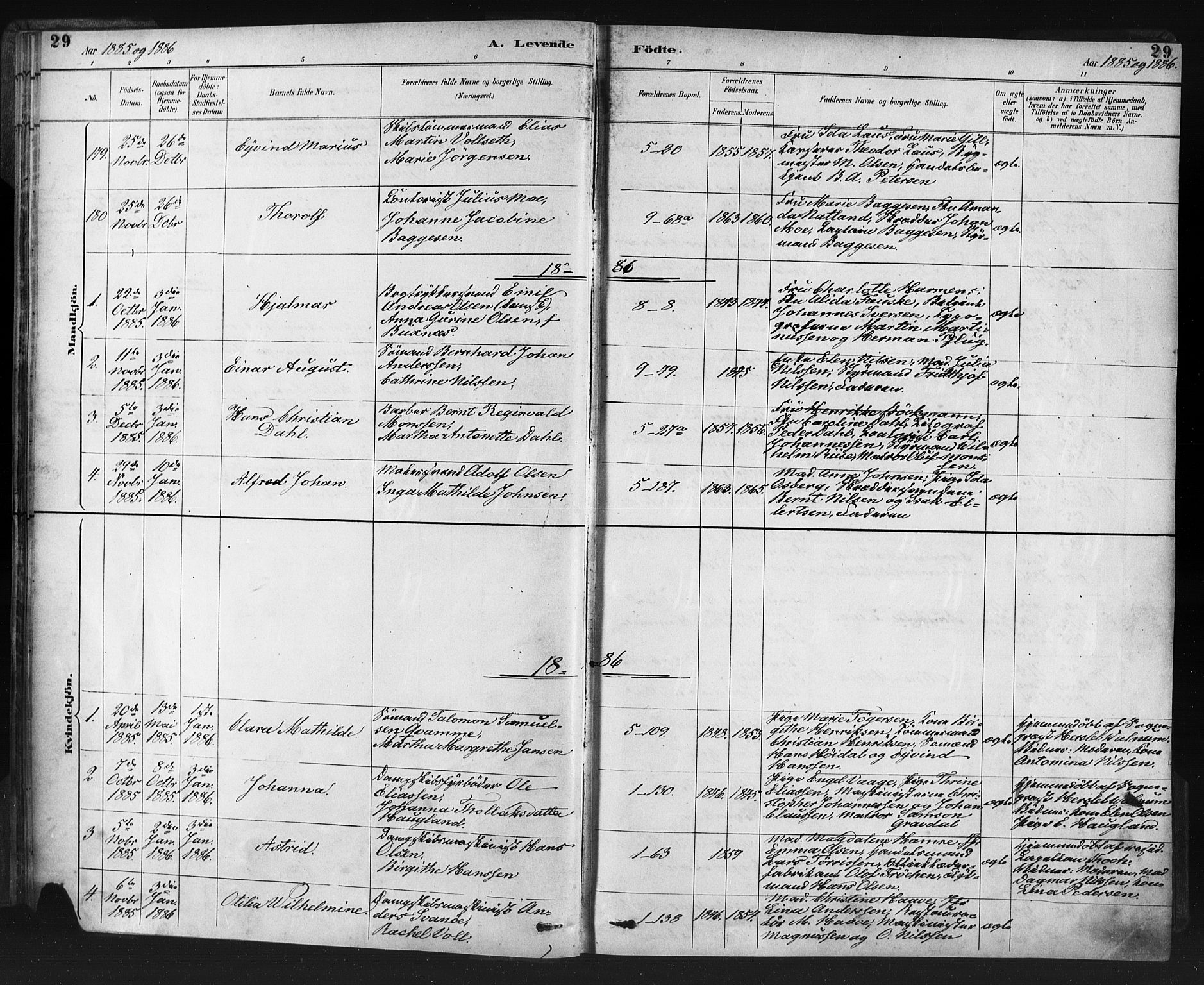 Nykirken Sokneprestembete, SAB/A-77101/H/Haa: Parish register (official) no. B 5, 1885-1894, p. 29