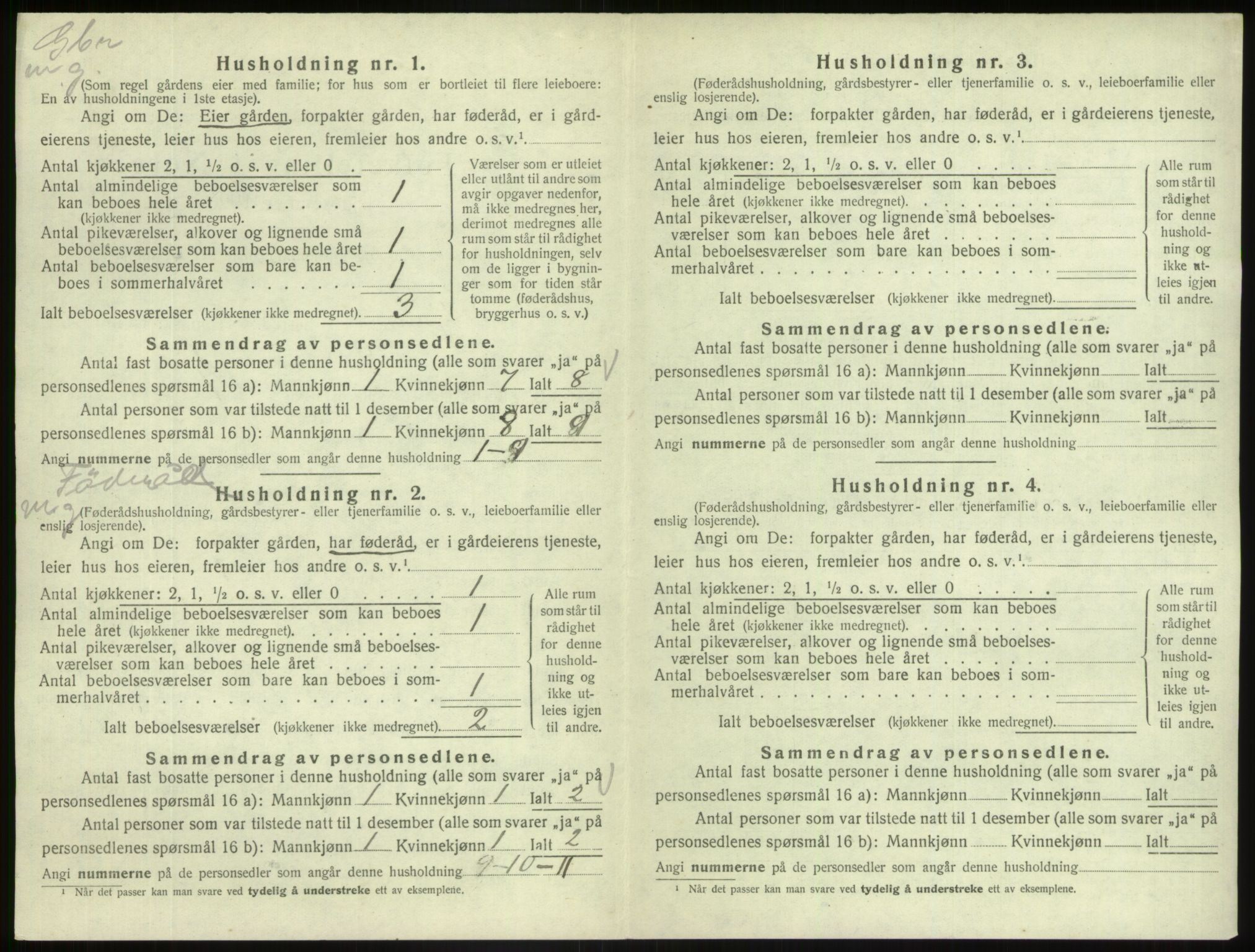 SAB, 1920 census for Fjaler, 1920, p. 1010