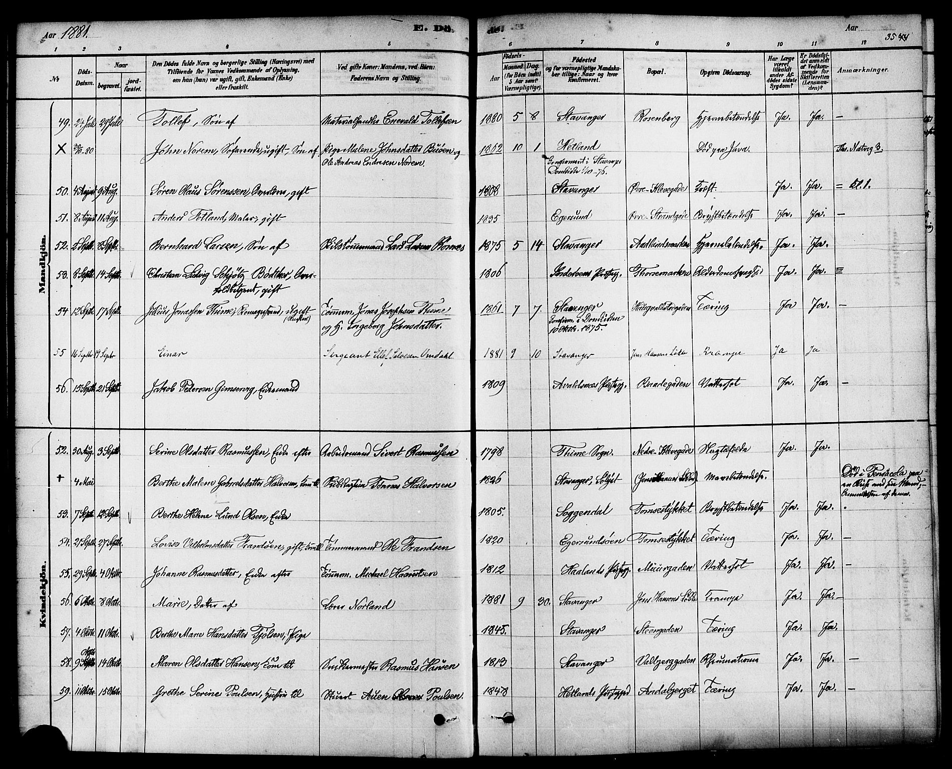 Domkirken sokneprestkontor, AV/SAST-A-101812/001/30/30BA/L0027: Parish register (official) no. A 26, 1878-1896, p. 35