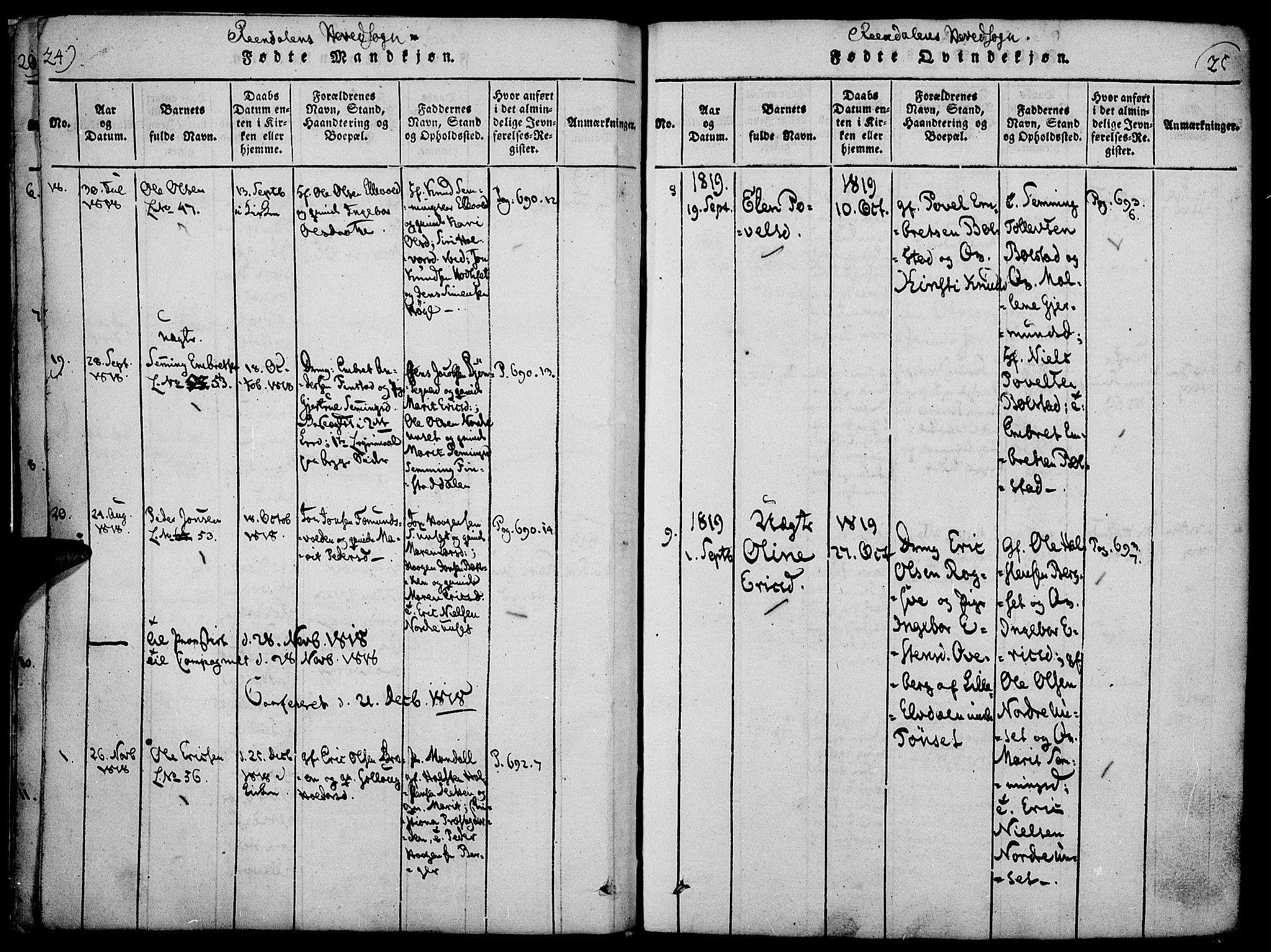 Rendalen prestekontor, SAH/PREST-054/H/Ha/Haa/L0003: Parish register (official) no. 3, 1815-1829, p. 24-25