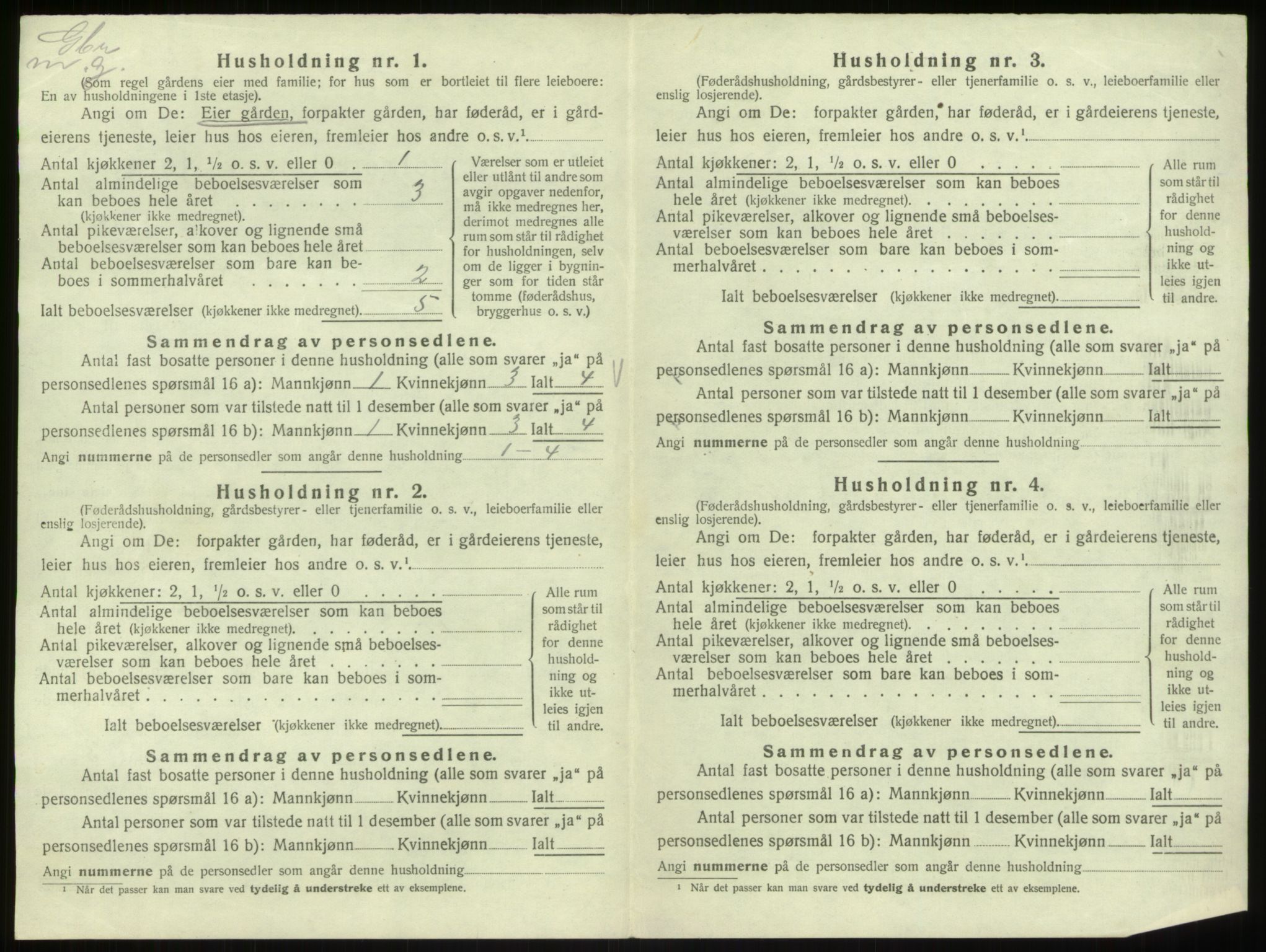 SAB, 1920 census for Hosanger, 1920, p. 825