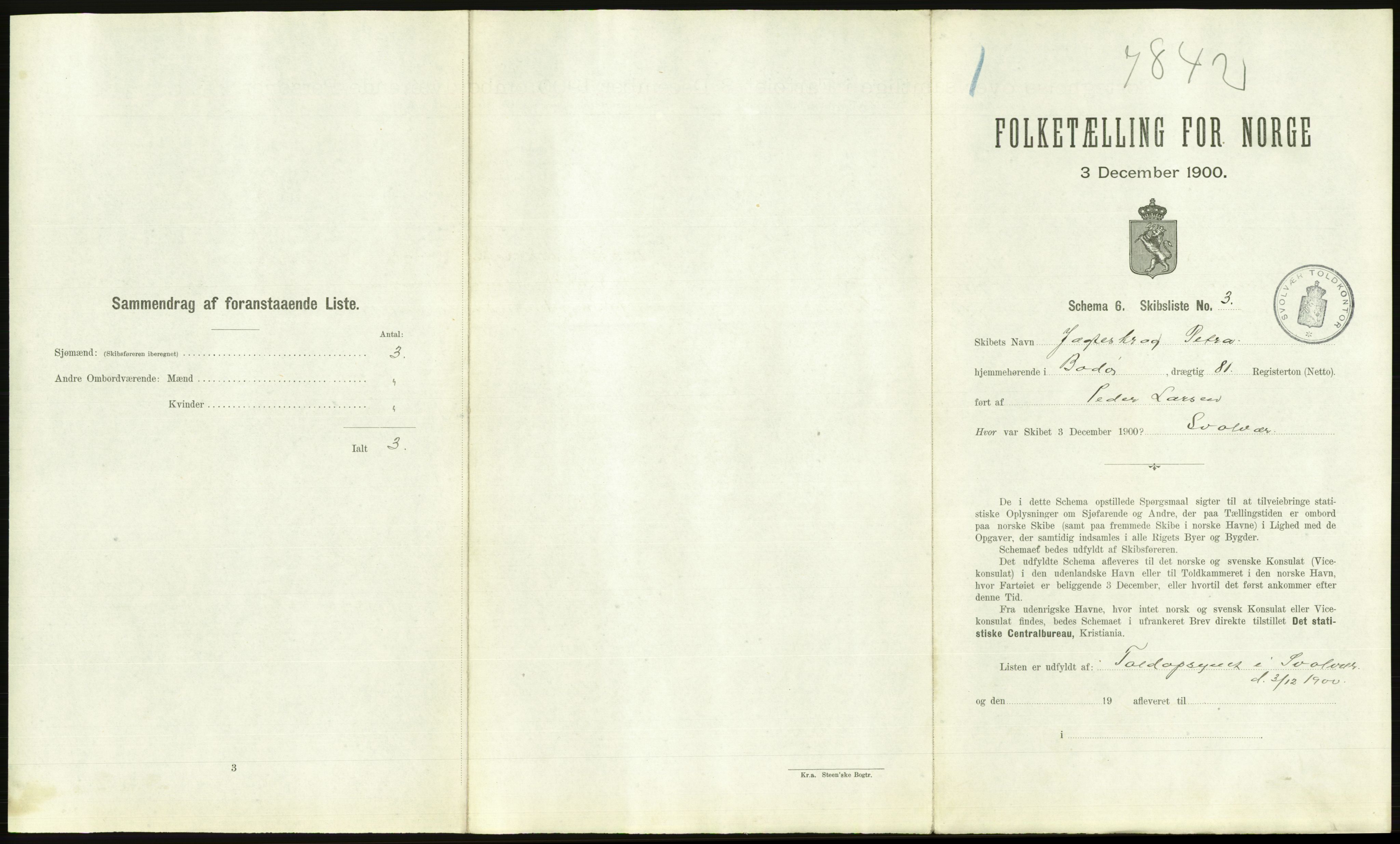 RA, 1900 Census - ship lists from ships in Norwegian harbours, harbours abroad and at sea, 1900, p. 2667