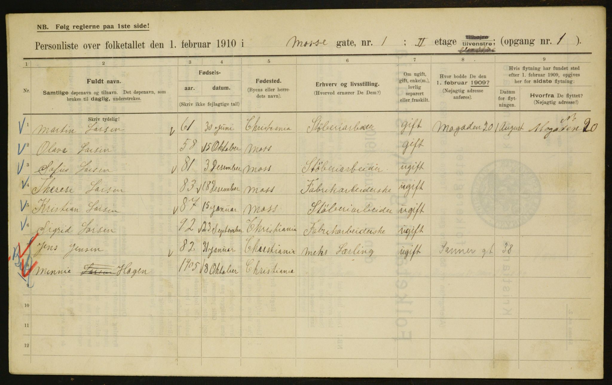 OBA, Municipal Census 1910 for Kristiania, 1910, p. 63547