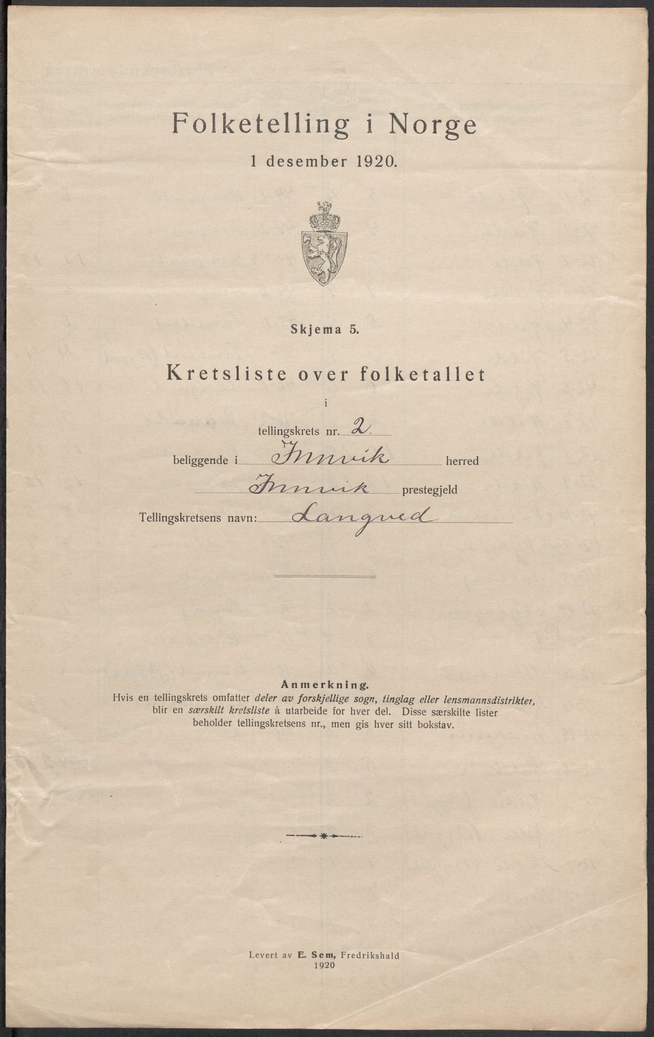 SAB, 1920 census for Innvik, 1920, p. 8
