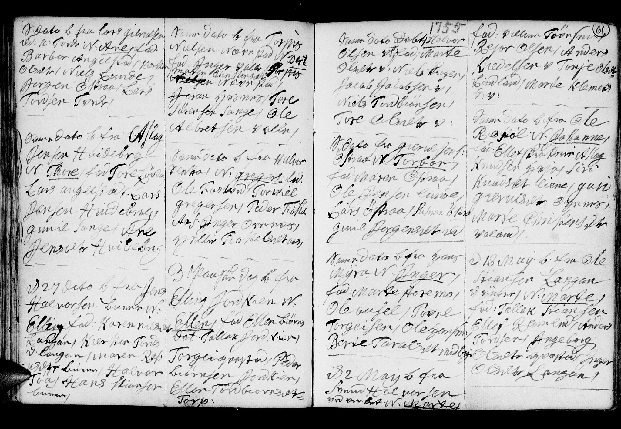 Holt sokneprestkontor, AV/SAK-1111-0021/F/Fb/L0005: Parish register (copy) no. B 5, 1746-1764, p. 61