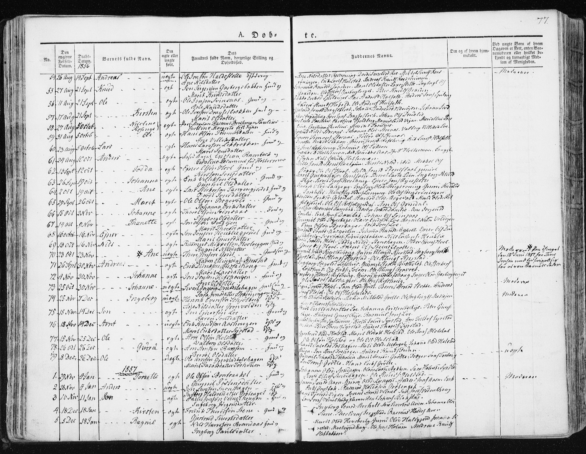 Ministerialprotokoller, klokkerbøker og fødselsregistre - Sør-Trøndelag, SAT/A-1456/672/L0855: Parish register (official) no. 672A07, 1829-1860, p. 77