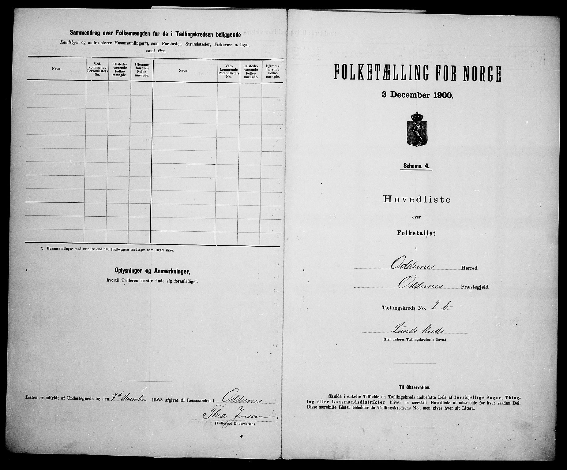 SAK, 1900 census for Oddernes, 1900, p. 29