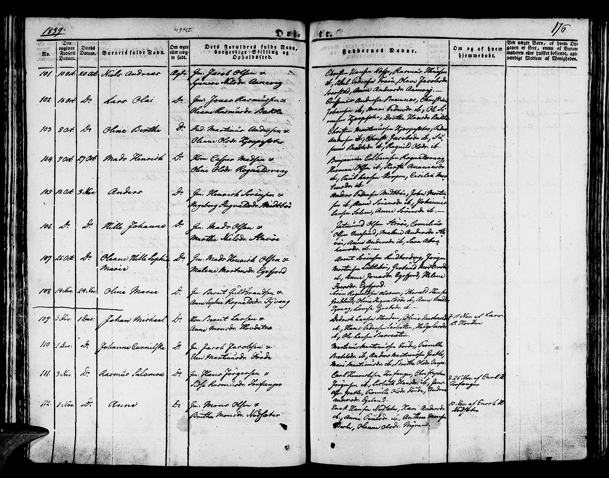 Kinn sokneprestembete, SAB/A-80801/H/Haa/Haaa/L0004/0001: Parish register (official) no. A 4I, 1822-1840, p. 176