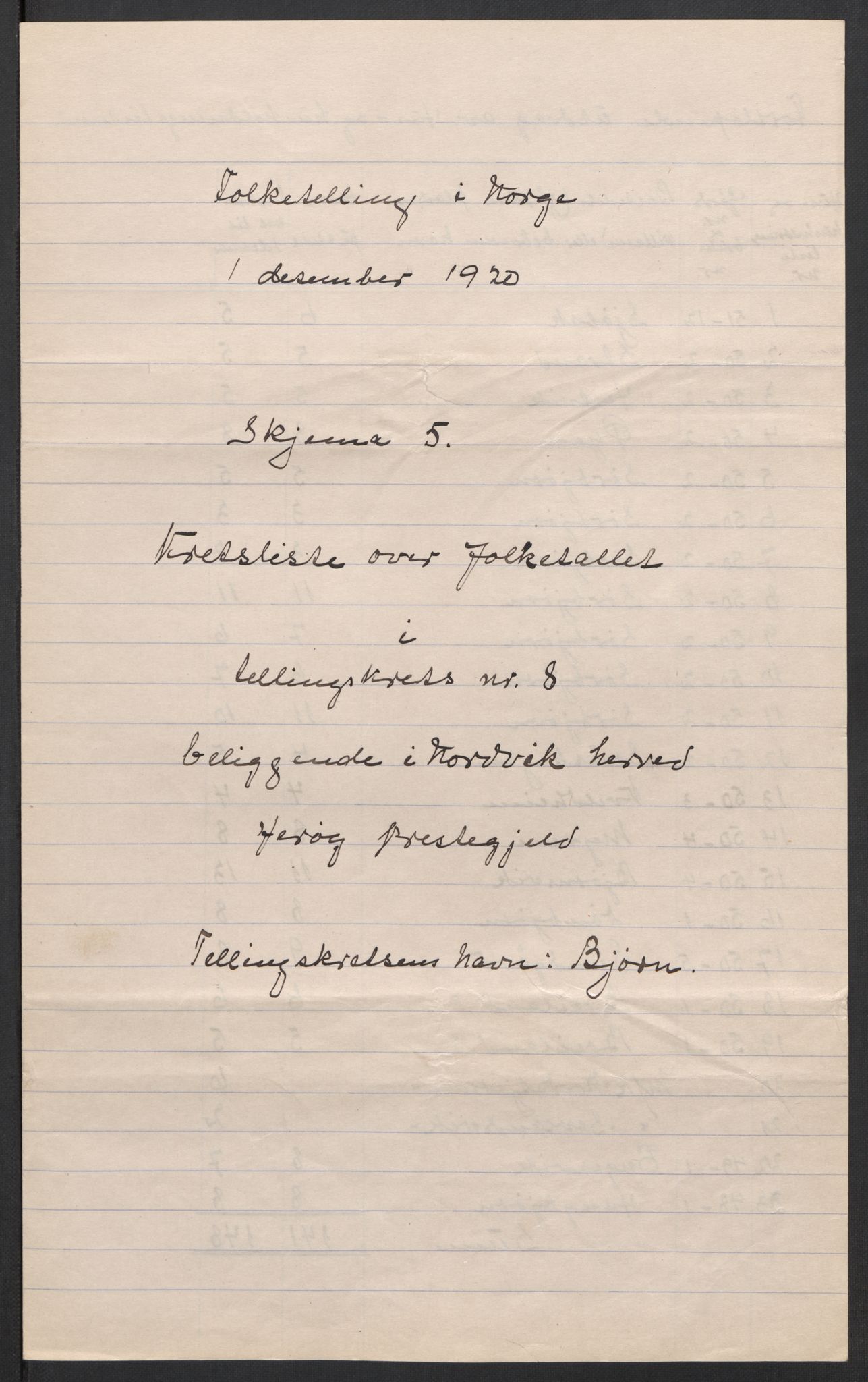 SAT, 1920 census for Nordvik, 1920, p. 27