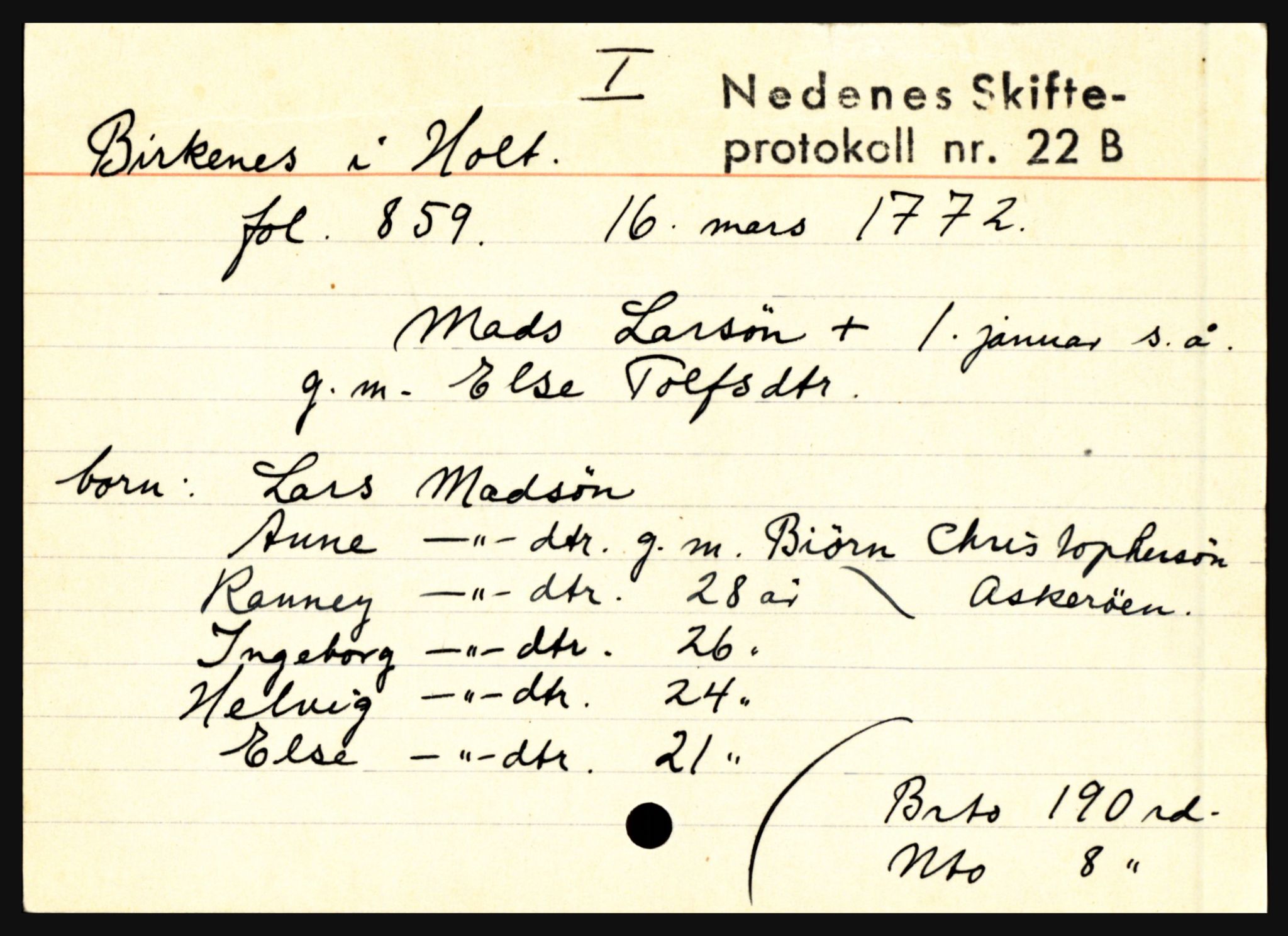 Nedenes sorenskriveri før 1824, SAK/1221-0007/H, p. 2637