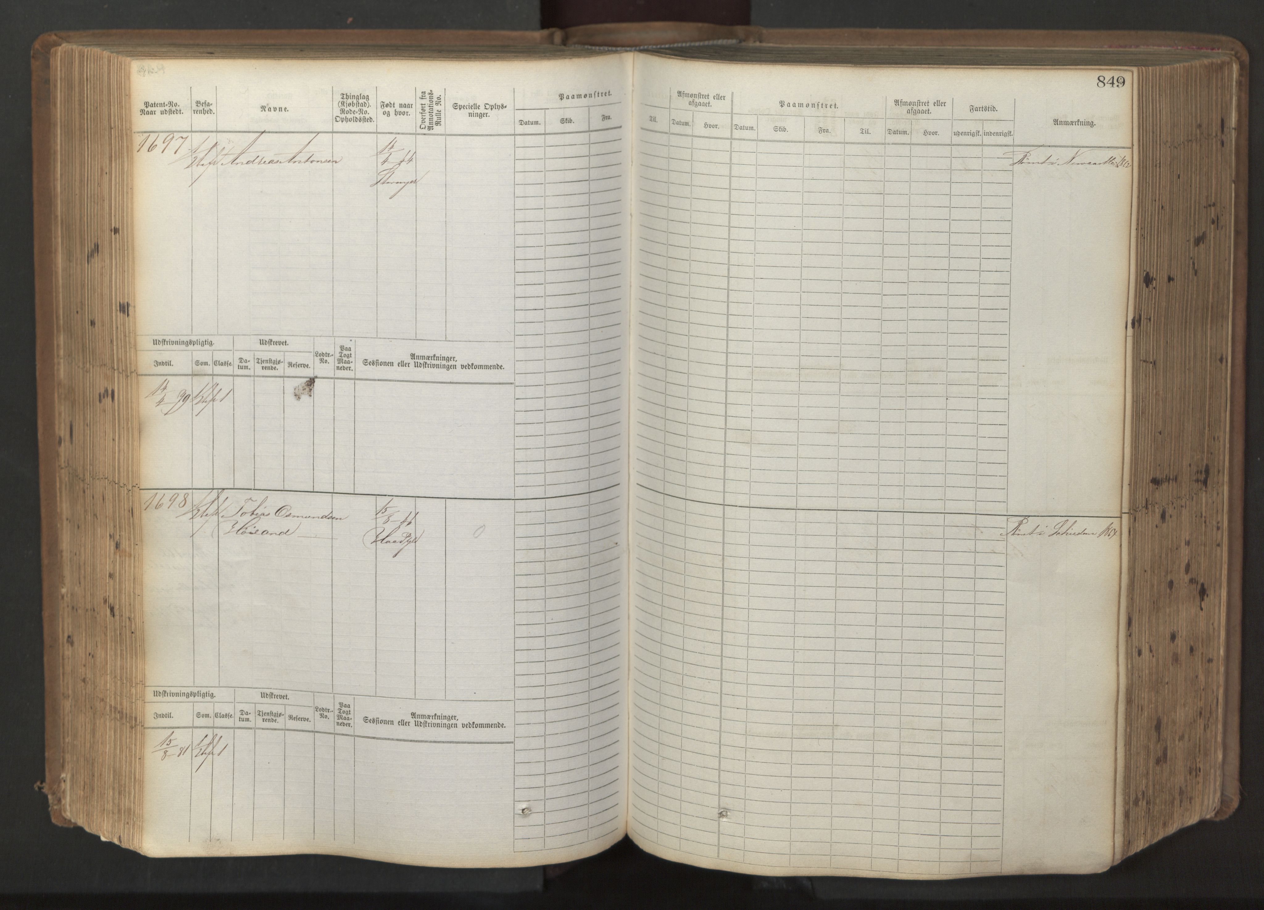 Stavanger sjømannskontor, AV/SAST-A-102006/F/Fb/Fbb/L0017: Sjøfartshovedrulle patnentnr. 1203-2402 (dublett), 1869, p. 252