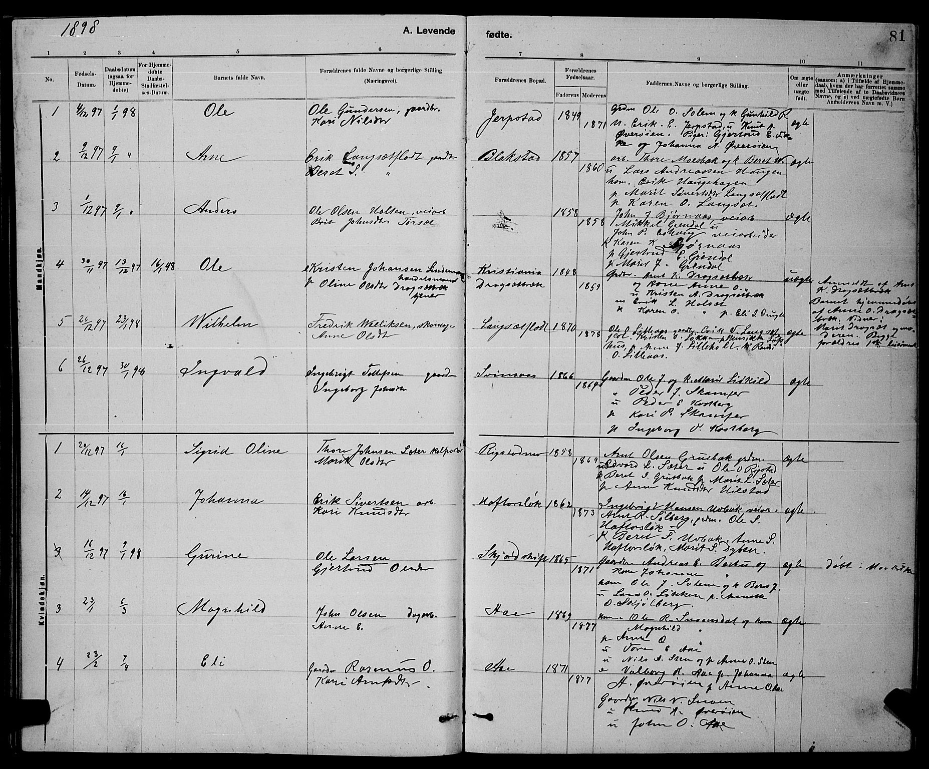 Ministerialprotokoller, klokkerbøker og fødselsregistre - Sør-Trøndelag, SAT/A-1456/672/L0863: Parish register (copy) no. 672C02, 1888-1901, p. 81
