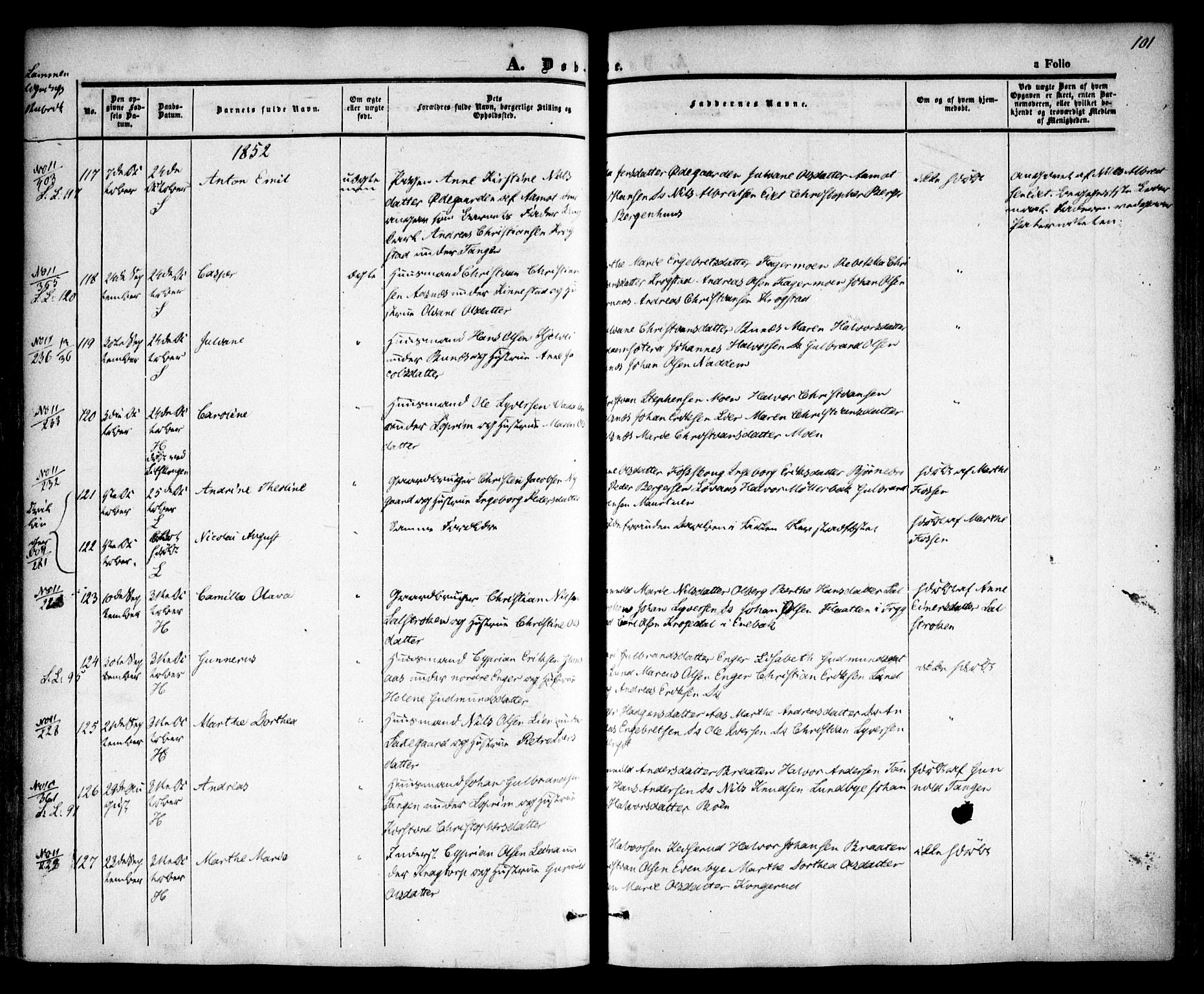 Høland prestekontor Kirkebøker, AV/SAO-A-10346a/F/Fa/L0009: Parish register (official) no. I 9, 1846-1853, p. 101