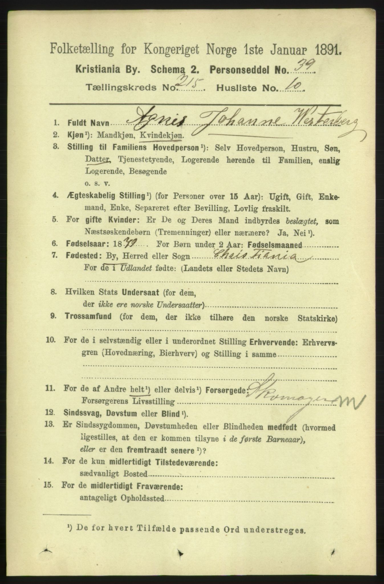 RA, 1891 census for 0301 Kristiania, 1891, p. 128004