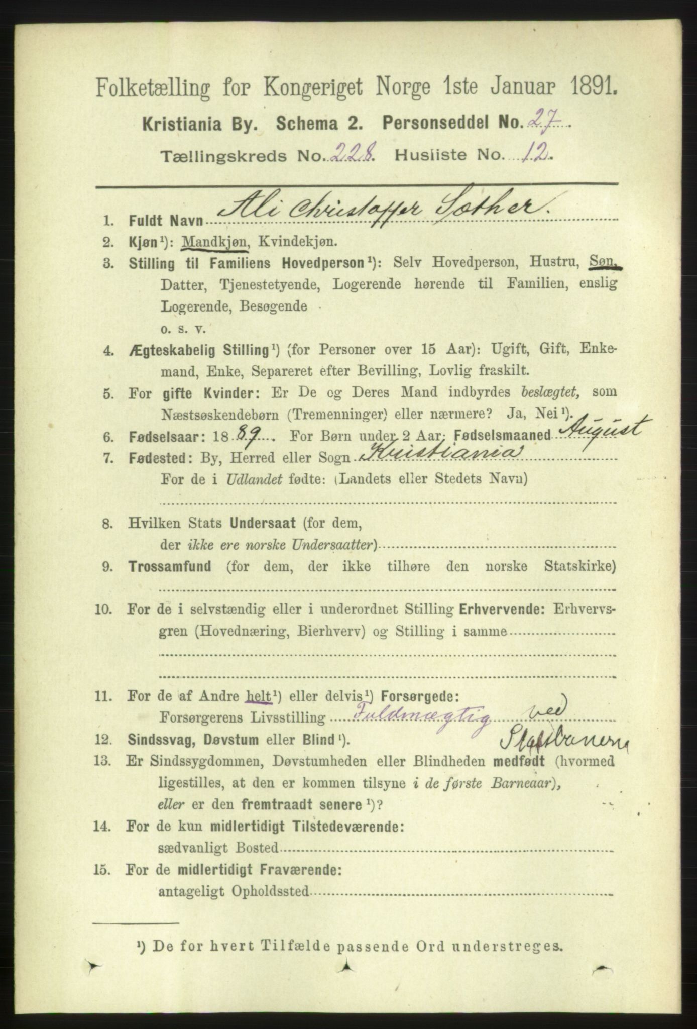 RA, 1891 census for 0301 Kristiania, 1891, p. 139743