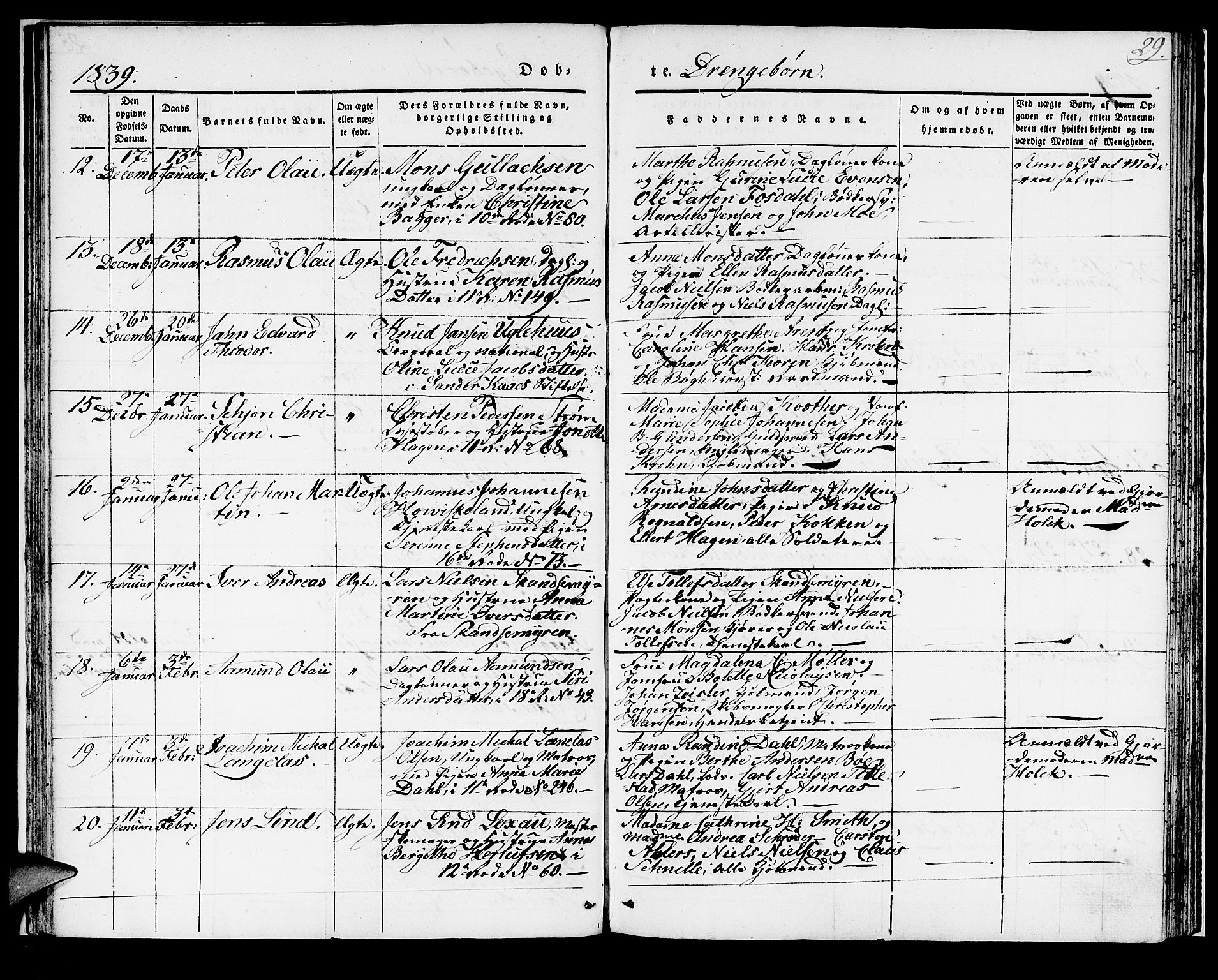 Domkirken sokneprestembete, SAB/A-74801/H/Haa/L0018: Parish register (official) no. B 1, 1838-1840, p. 29