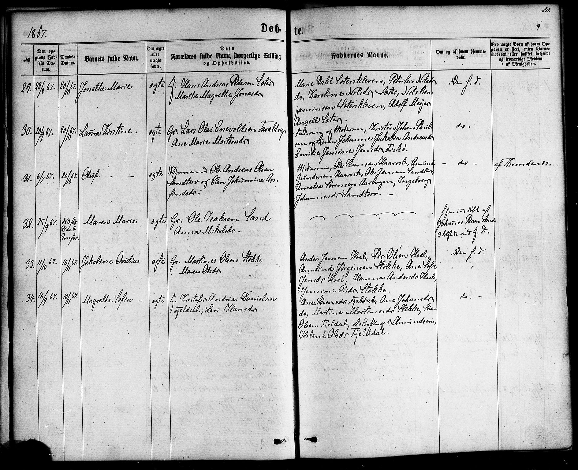 Ministerialprotokoller, klokkerbøker og fødselsregistre - Nordland, AV/SAT-A-1459/865/L0923: Parish register (official) no. 865A01, 1864-1884, p. 20