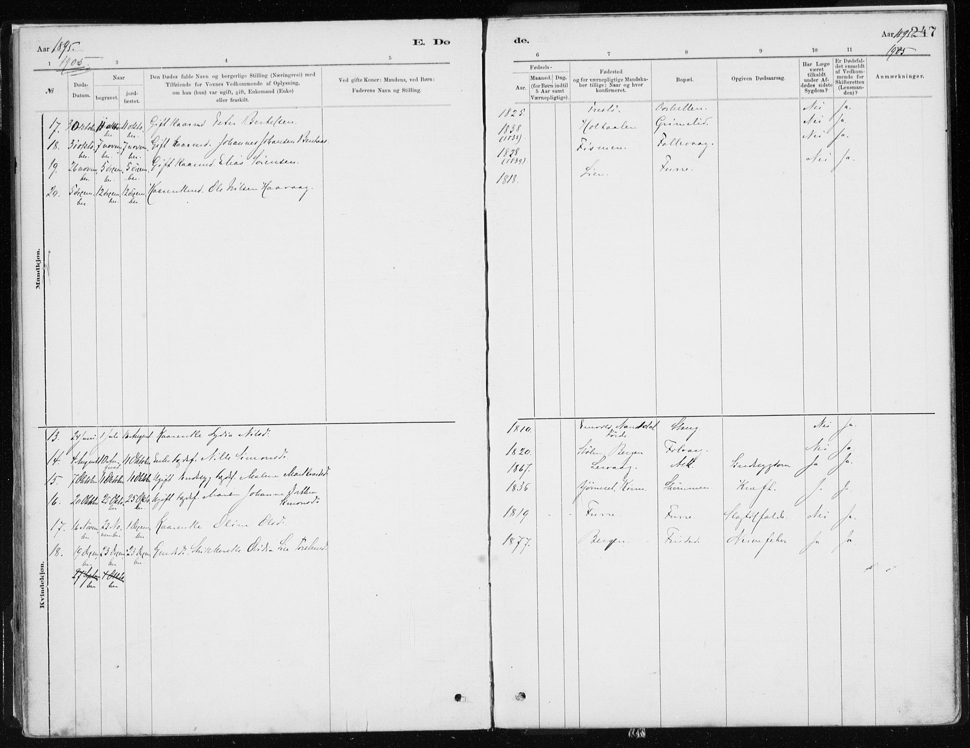 Askvoll sokneprestembete, SAB/A-79501/H/Haa/Haab/L0002: Parish register (official) no. B 2, 1879-1909, p. 247