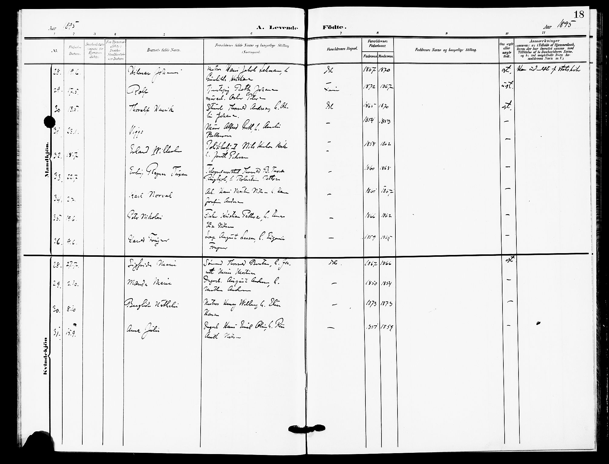 Drøbak prestekontor Kirkebøker, AV/SAO-A-10142a/F/Fb/L0002: Parish register (official) no. II 2, 1891-1896, p. 18