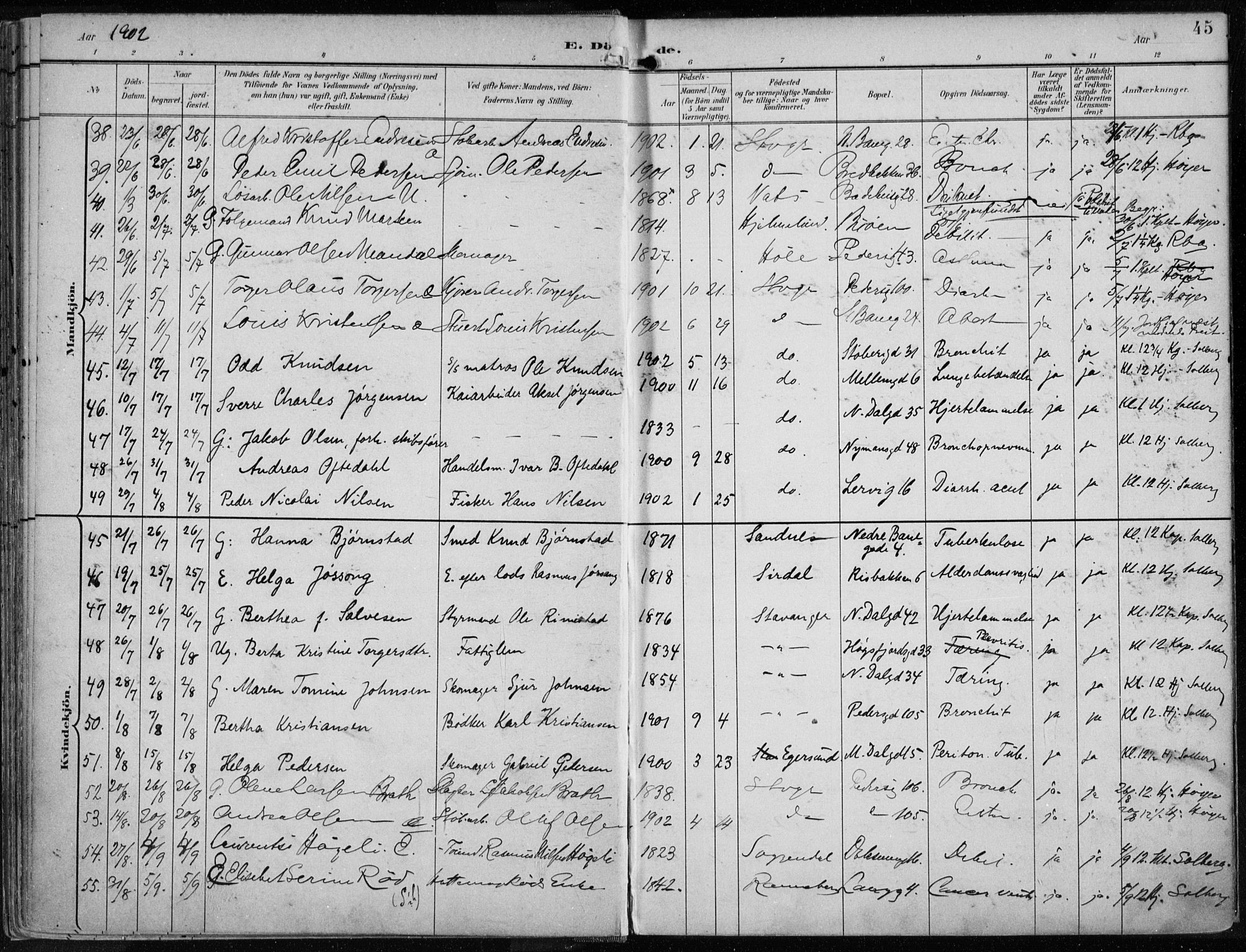 St. Johannes sokneprestkontor, AV/SAST-A-101814/001/30/30BA/L0005: Parish register (official) no. A 5, 1898-1919, p. 45
