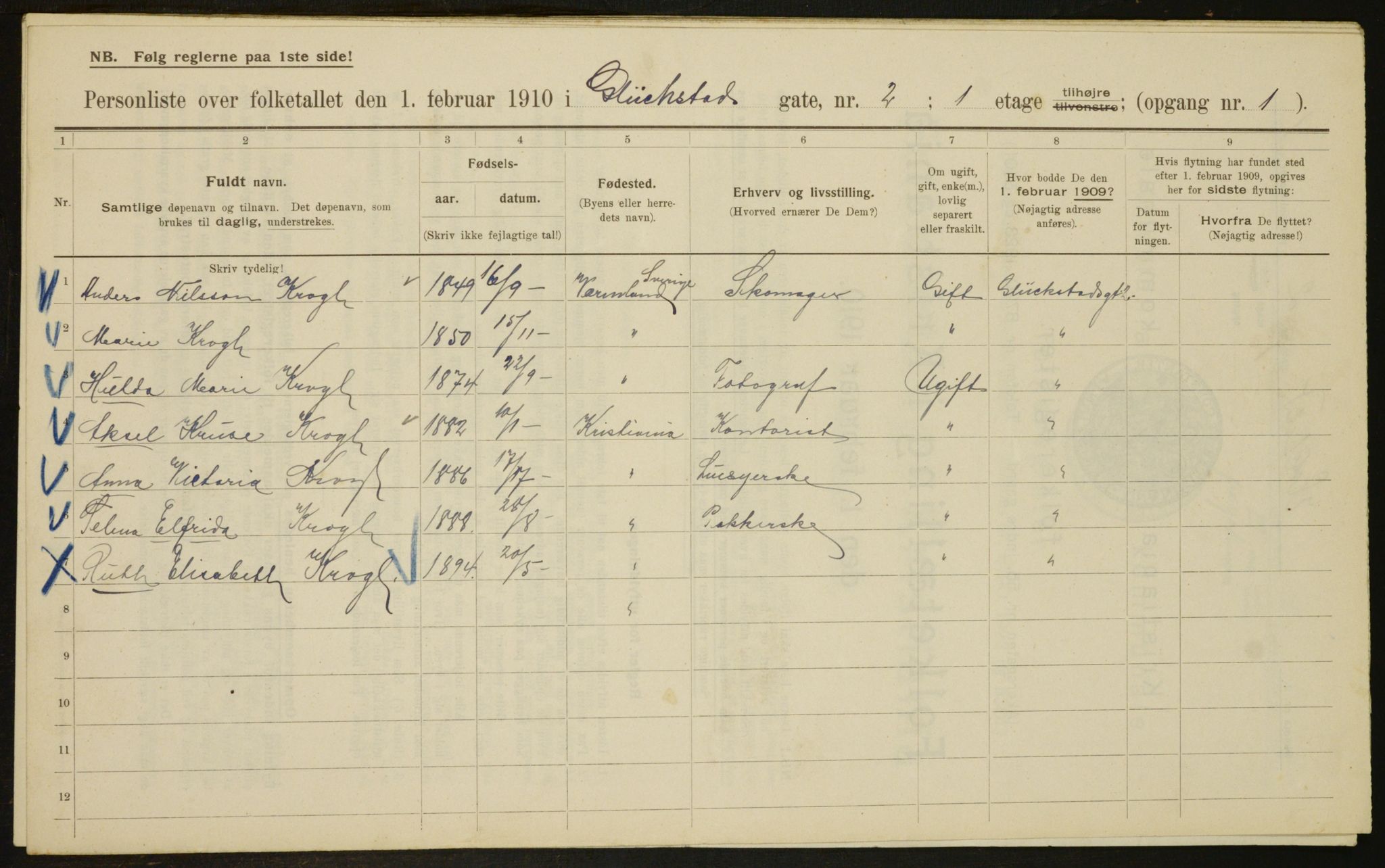 OBA, Municipal Census 1910 for Kristiania, 1910, p. 27905