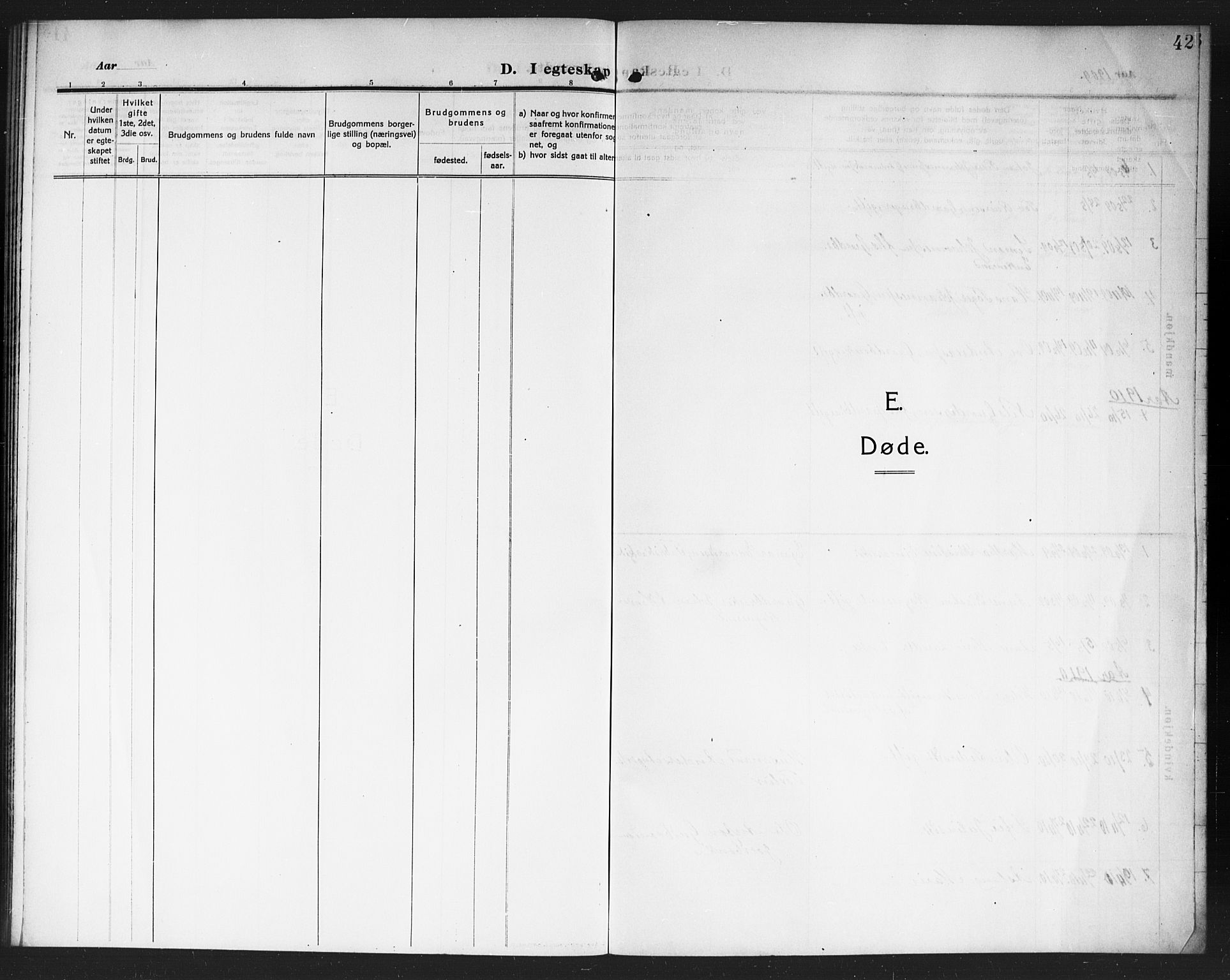 Rakkestad prestekontor Kirkebøker, AV/SAO-A-2008/G/Gc/L0002: Parish register (copy) no. III 2, 1909-1920, p. 42