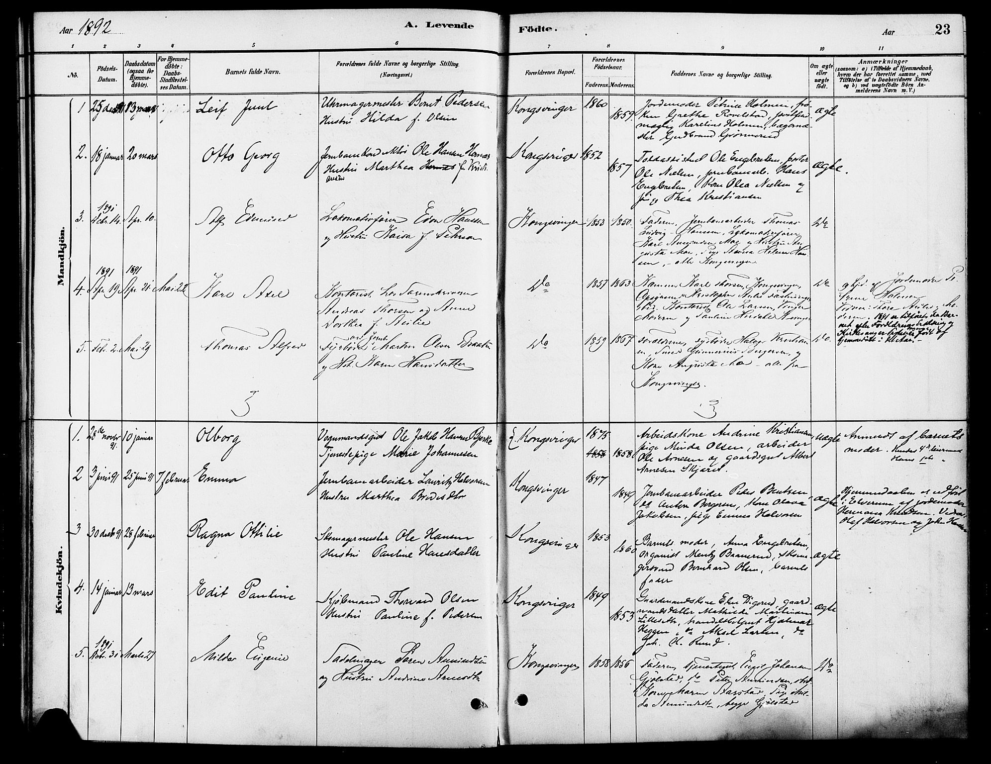 Vinger prestekontor, AV/SAH-PREST-024/H/Ha/Haa/L0013: Parish register (official) no. 13, 1881-1897, p. 23