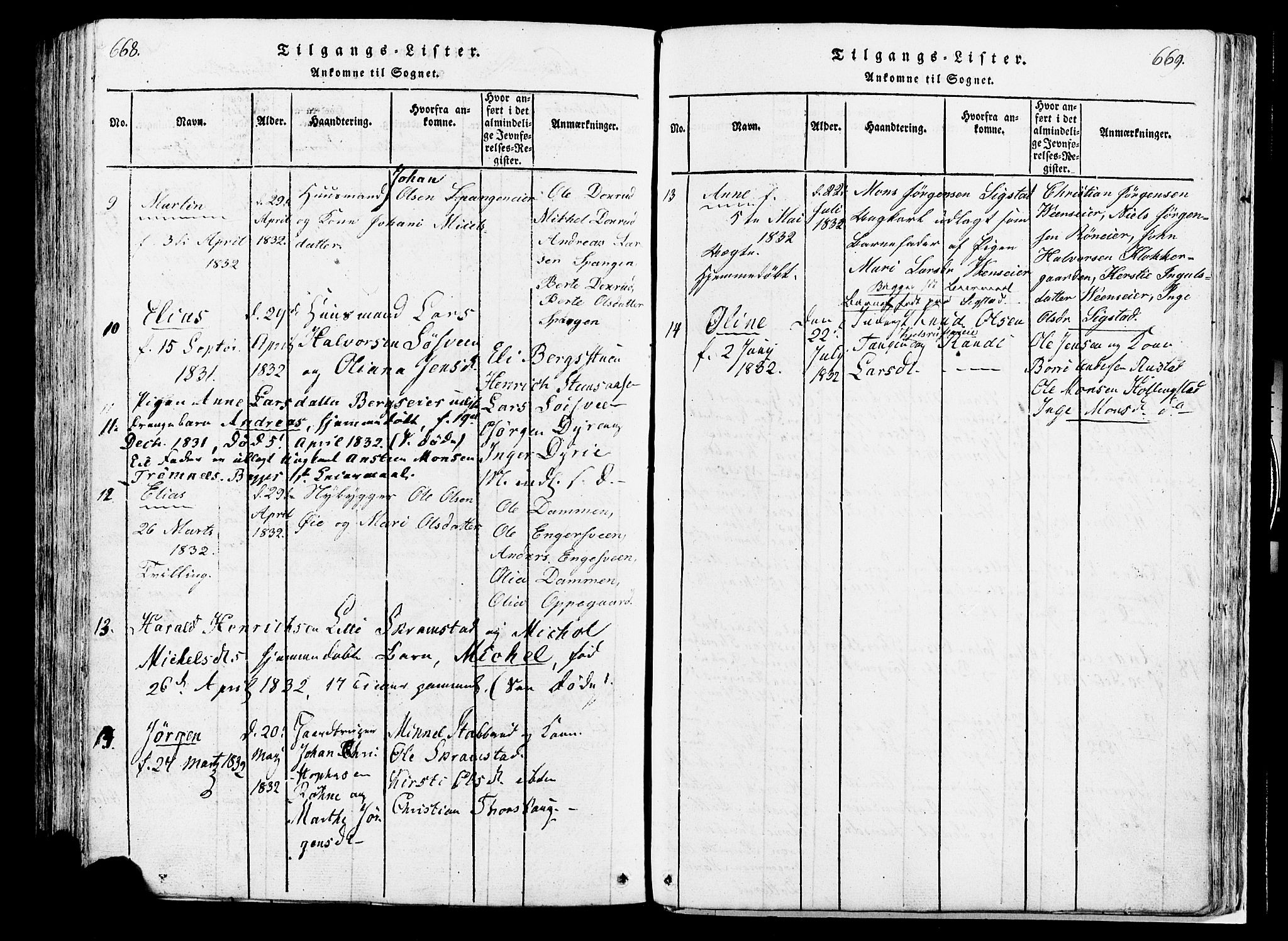 Løten prestekontor, AV/SAH-PREST-022/K/Ka/L0005: Parish register (official) no. 5, 1814-1832, p. 668-669