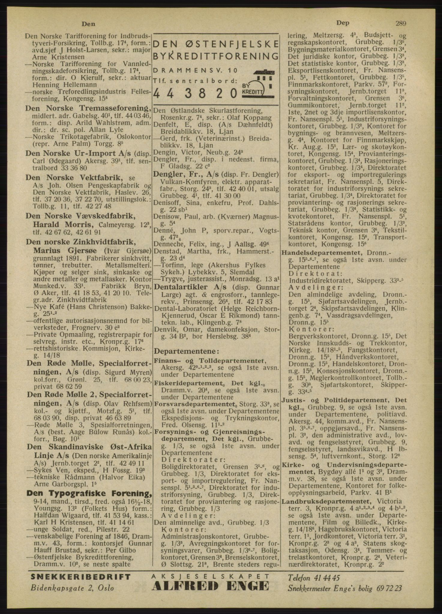 Kristiania/Oslo adressebok, PUBL/-, 1947, p. 289