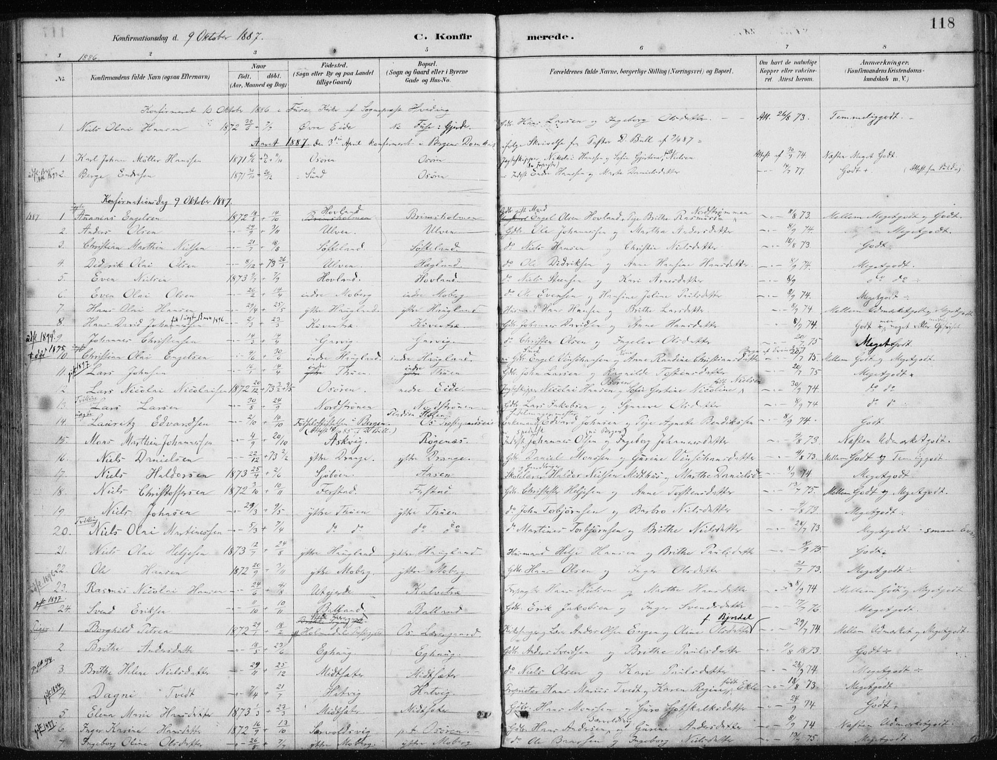 Os sokneprestembete, SAB/A-99929: Parish register (official) no. B 1, 1885-1902, p. 118