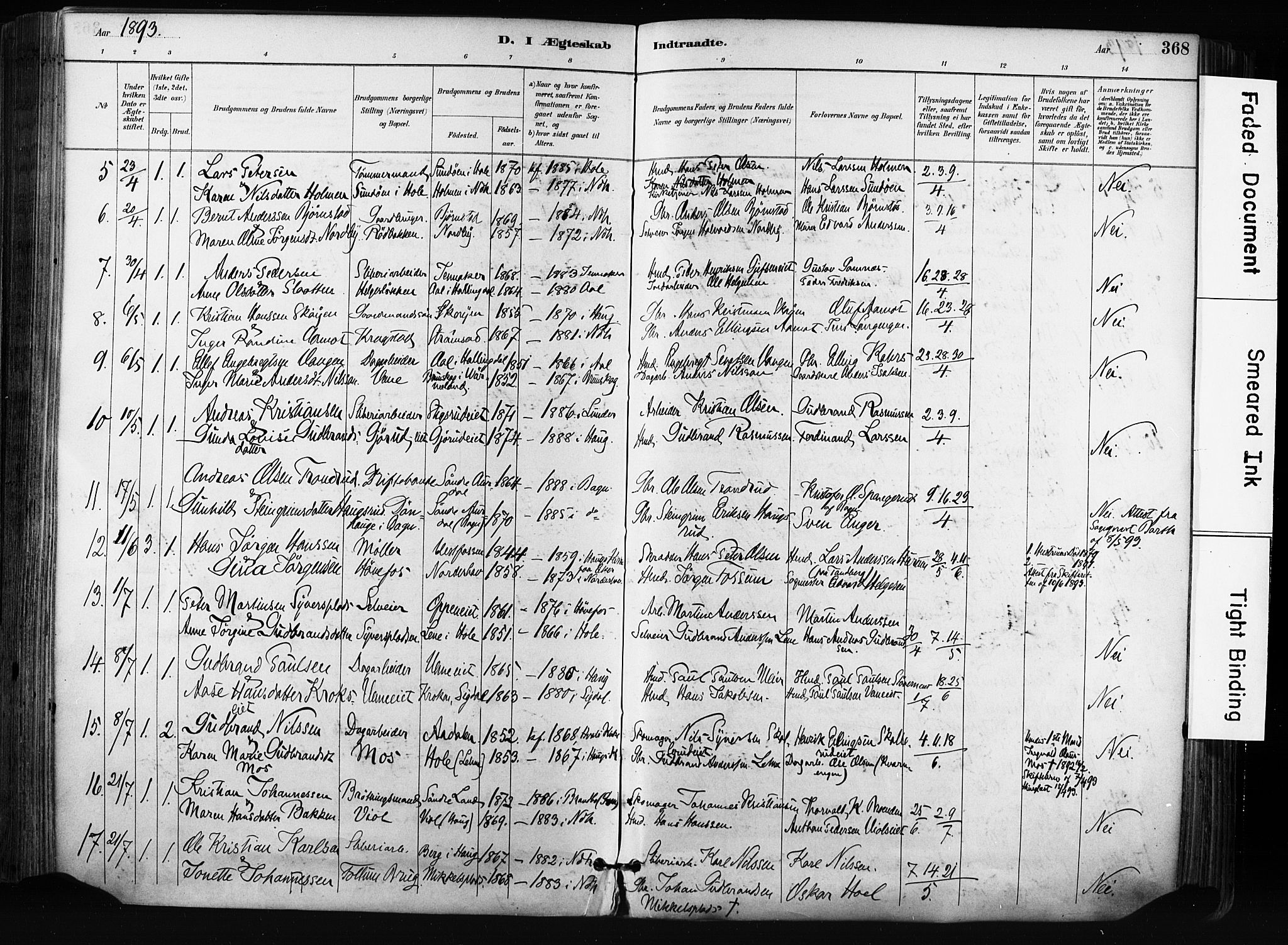 Norderhov kirkebøker, AV/SAKO-A-237/F/Fa/L0016: Parish register (official) no. 16, 1885-1902, p. 368