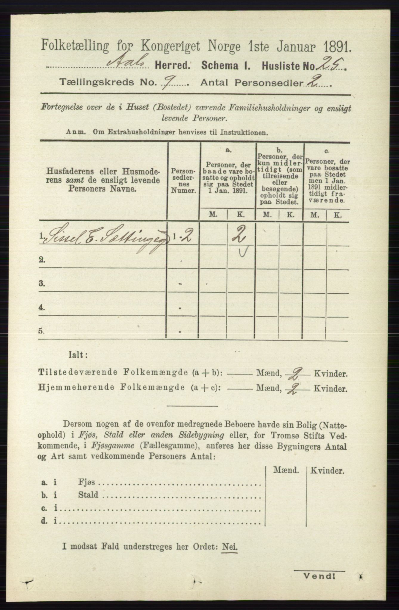 RA, 1891 census for 0619 Ål, 1891, p. 2471