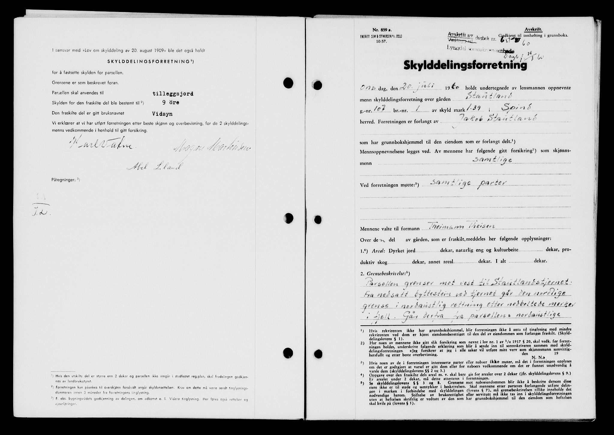 Lyngdal sorenskriveri, AV/SAK-1221-0004/G/Gb/L0680: Mortgage book no. A XXVI, 1960-1960, Diary no: : 651/1960