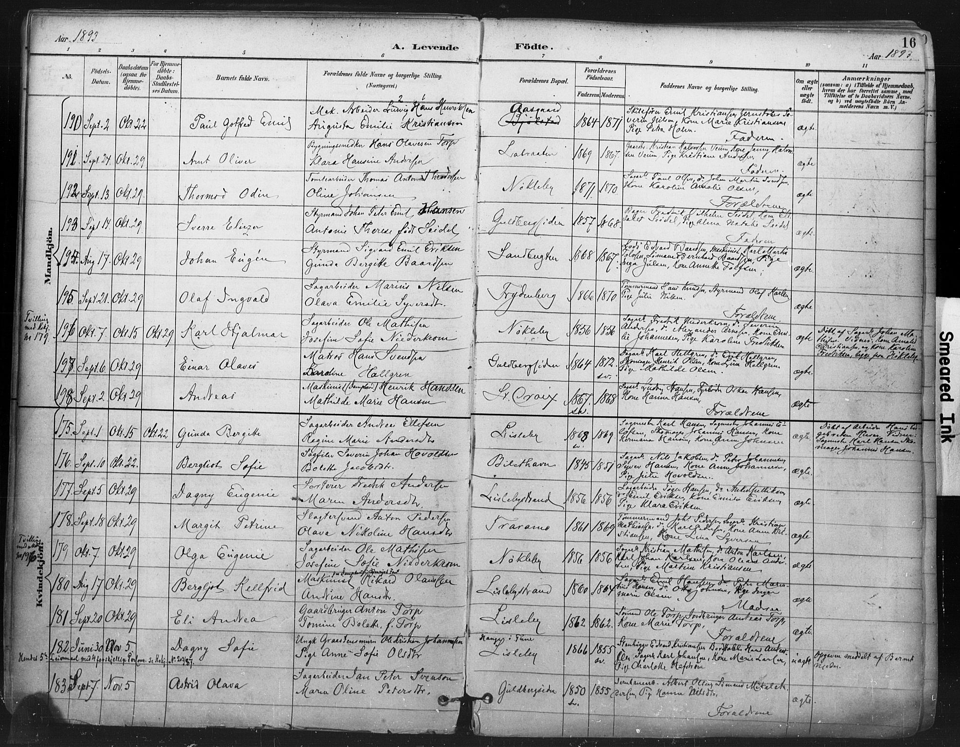 Glemmen prestekontor Kirkebøker, SAO/A-10908/F/Fa/L0013: Parish register (official) no. 13, 1892-1907, p. 16