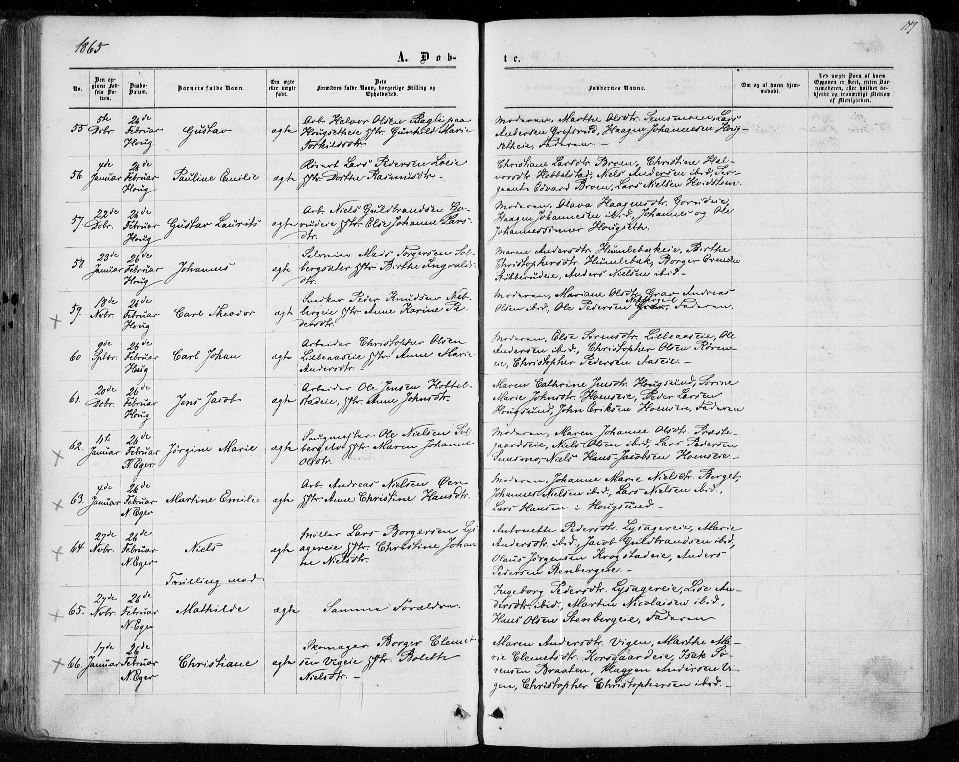 Eiker kirkebøker, SAKO/A-4/F/Fa/L0016: Parish register (official) no. I 16, 1860-1868, p. 147