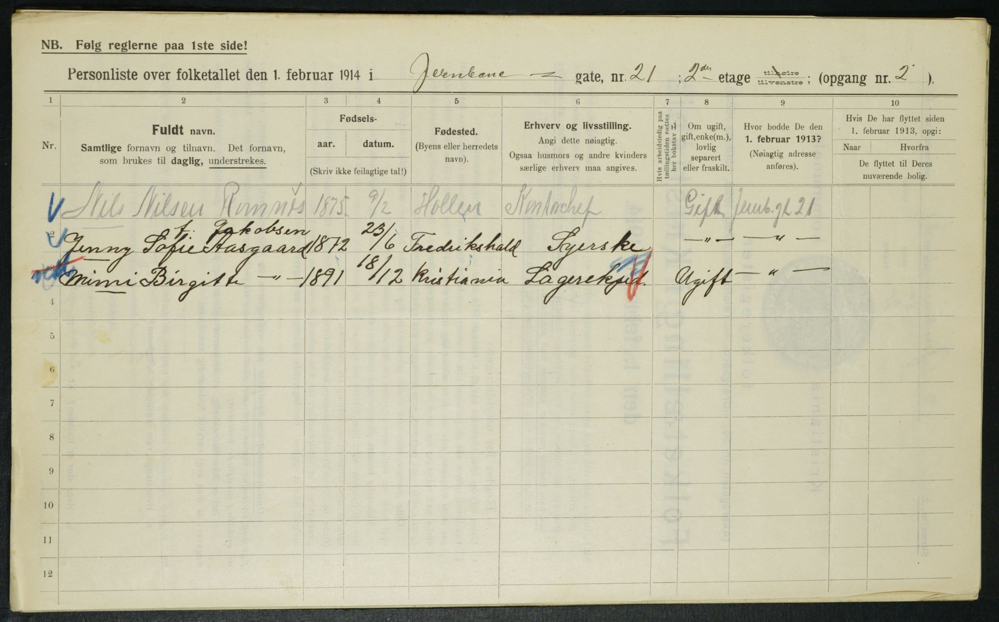 OBA, Municipal Census 1914 for Kristiania, 1914, p. 46890