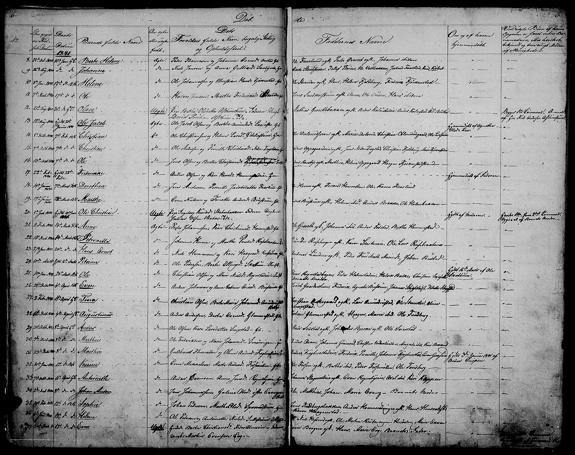 Østre Toten prestekontor, SAH/PREST-104/H/Ha/Hab/L0002: Parish register (copy) no. 2, 1840-1847, p. 6