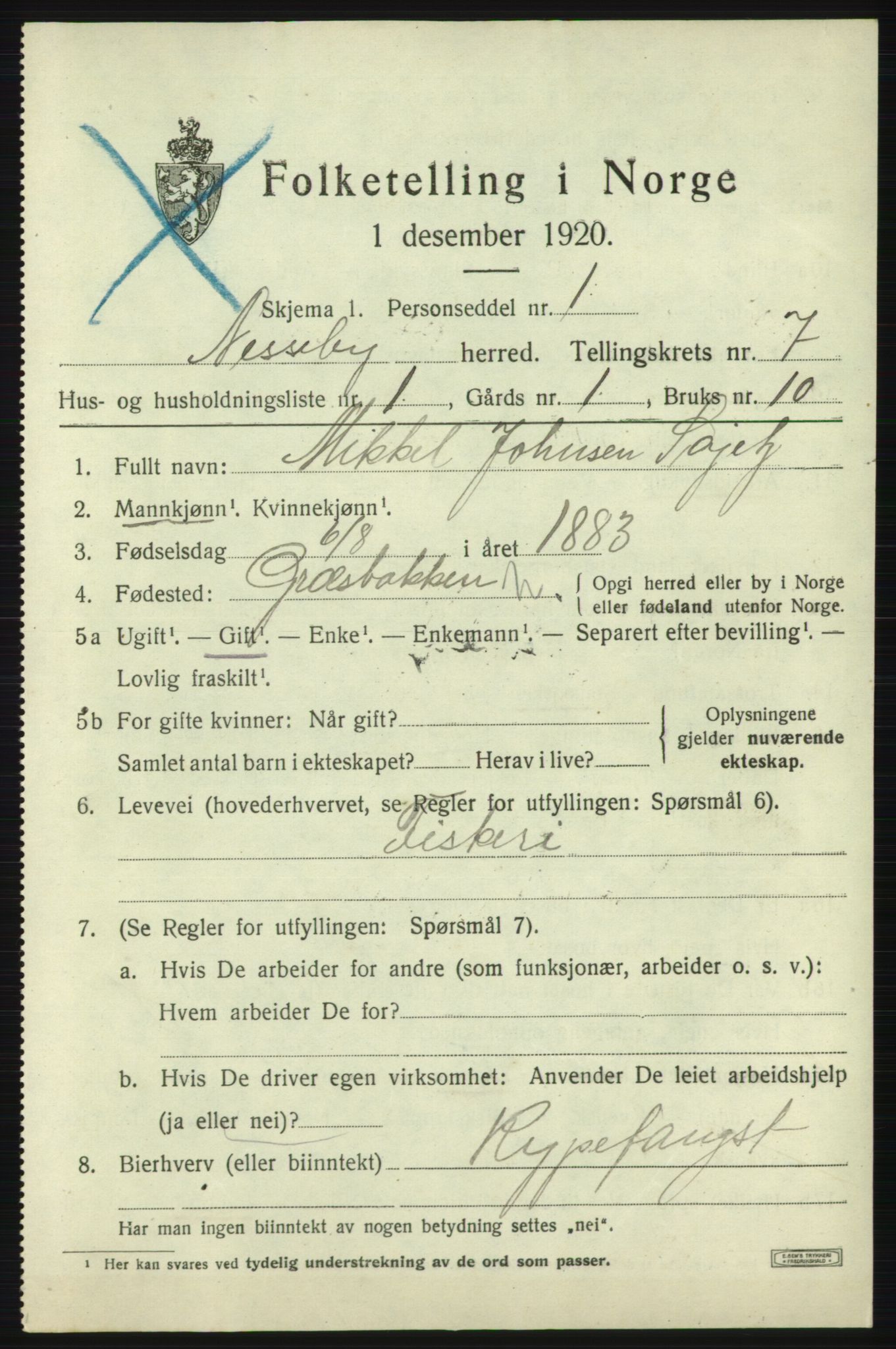 SATØ, 1920 census for Nesseby, 1920, p. 2629