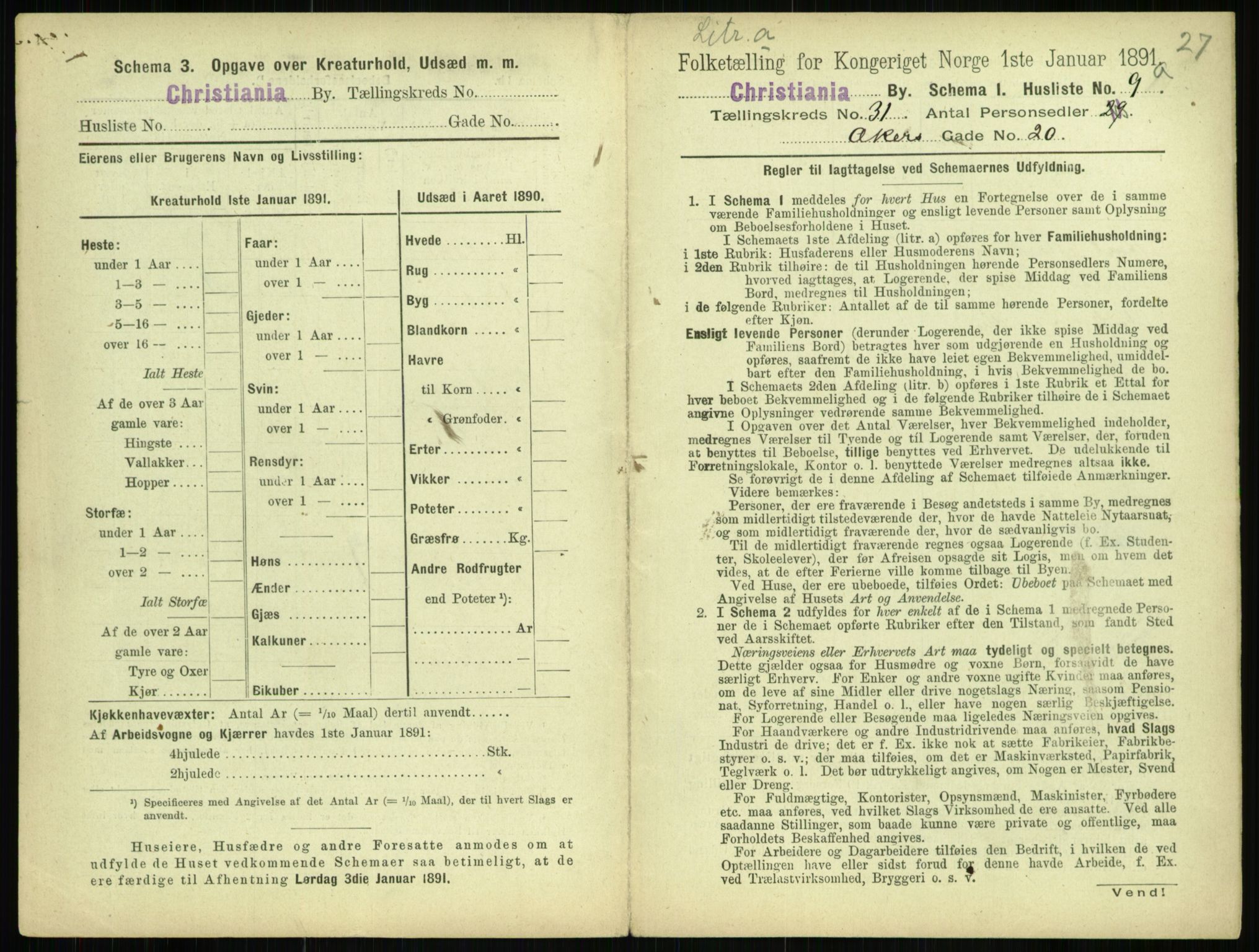 RA, 1891 census for 0301 Kristiania, 1891, p. 15858