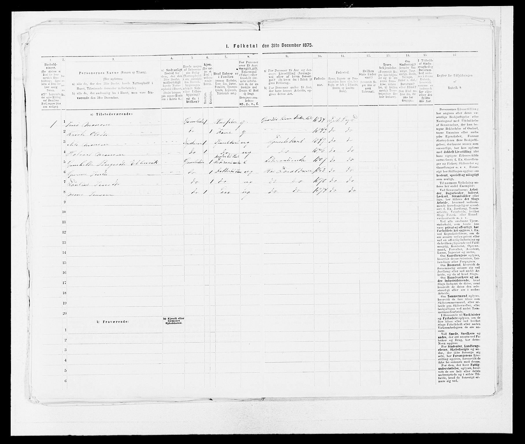 SAB, 1875 census for 1246P Fjell, 1875, p. 304