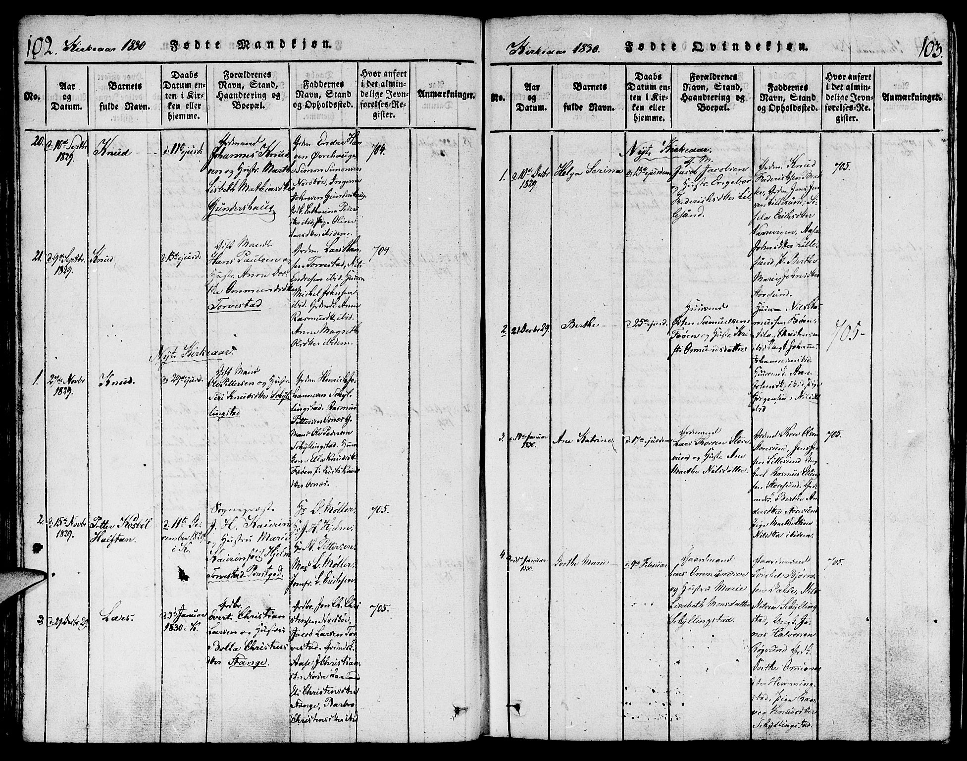 Torvastad sokneprestkontor, AV/SAST-A -101857/H/Ha/Haa/L0004: Parish register (official) no. A 3 /1, 1817-1836, p. 102-103